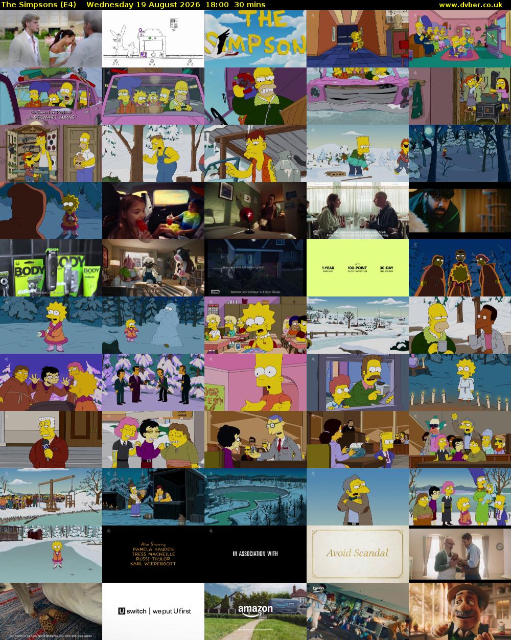 The Simpsons (E4) Wednesday 19 August 2026 18:00 - 18:30
