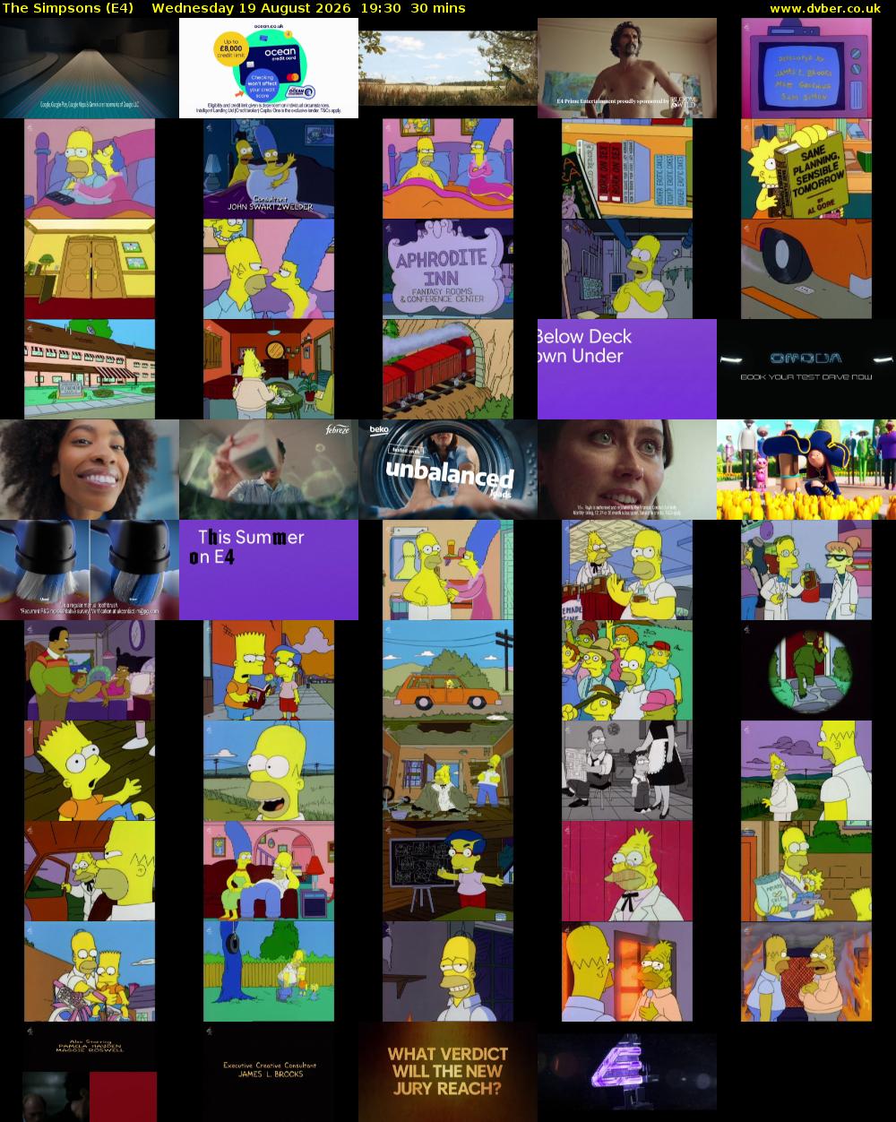 The Simpsons (E4) Wednesday 19 August 2026 19:30 - 20:00