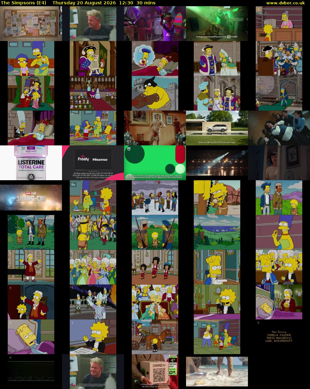 The Simpsons (E4) Thursday 20 August 2026 12:30 - 13:00