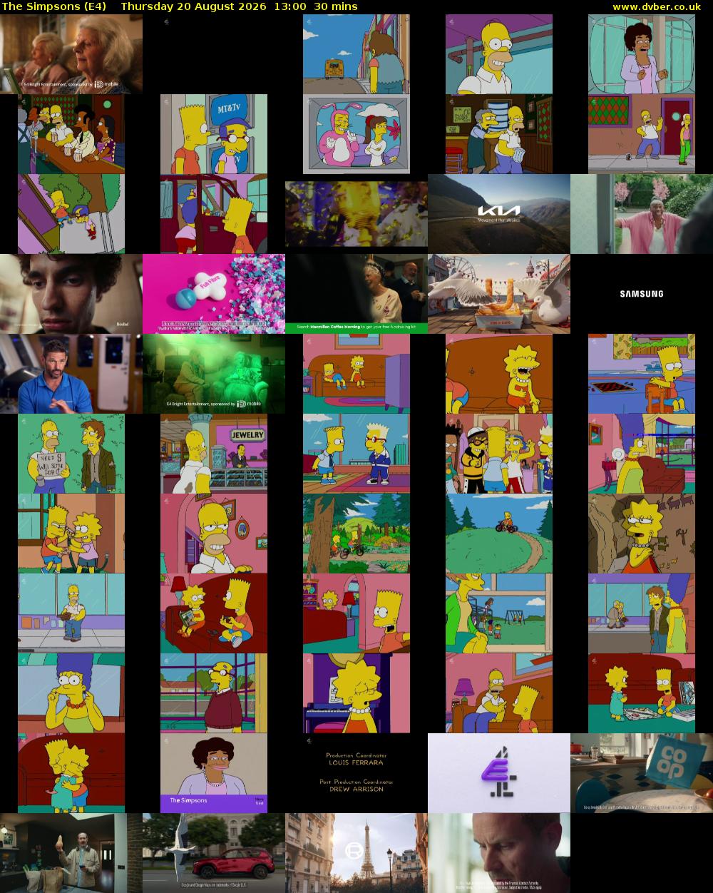 The Simpsons (E4) Thursday 20 August 2026 13:00 - 13:30
