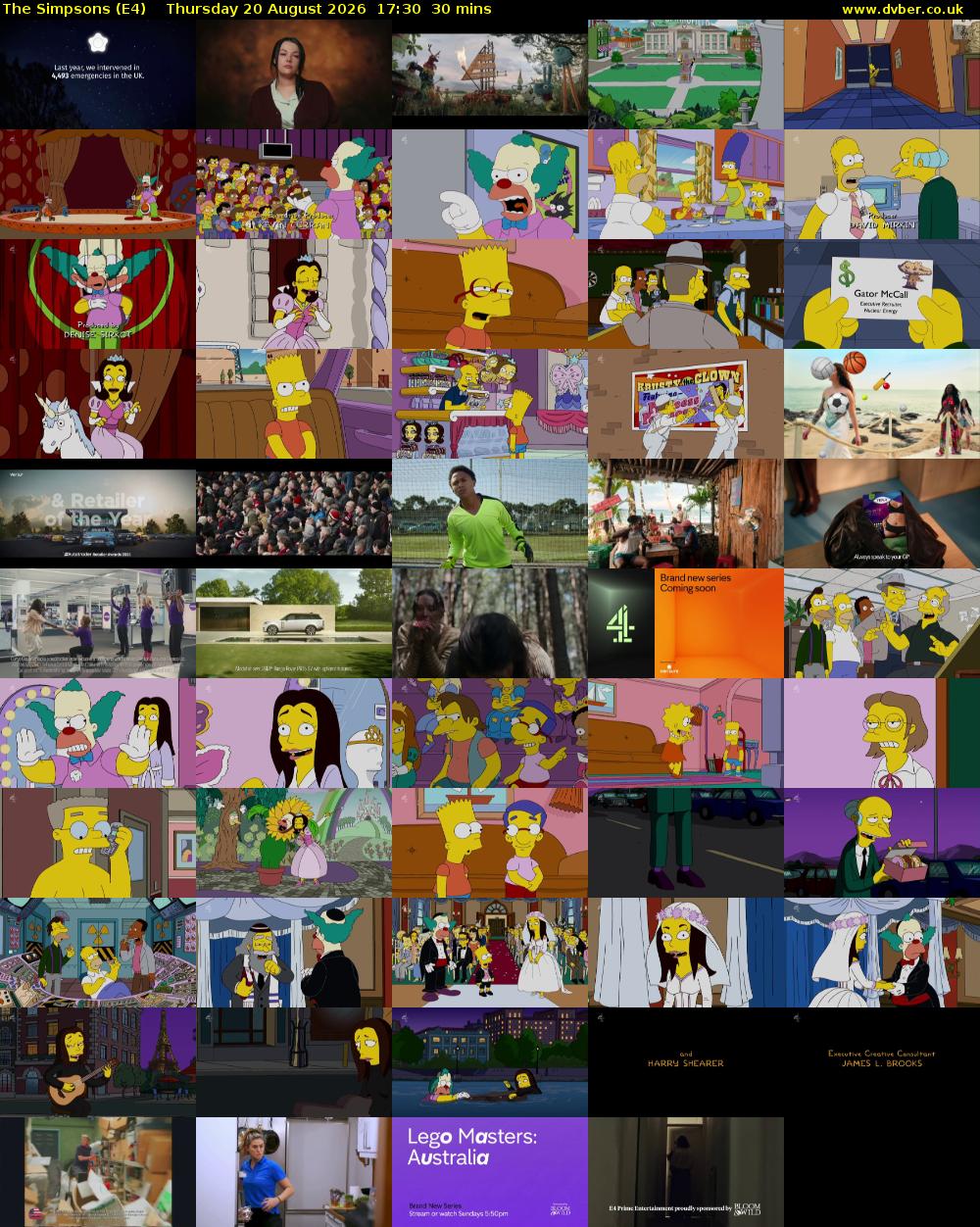 The Simpsons (E4) Thursday 20 August 2026 17:30 - 18:00