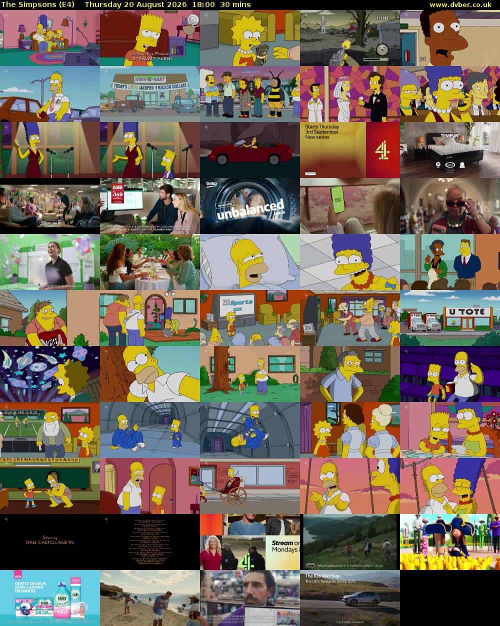 The Simpsons (E4) Thursday 20 August 2026 18:00 - 18:30