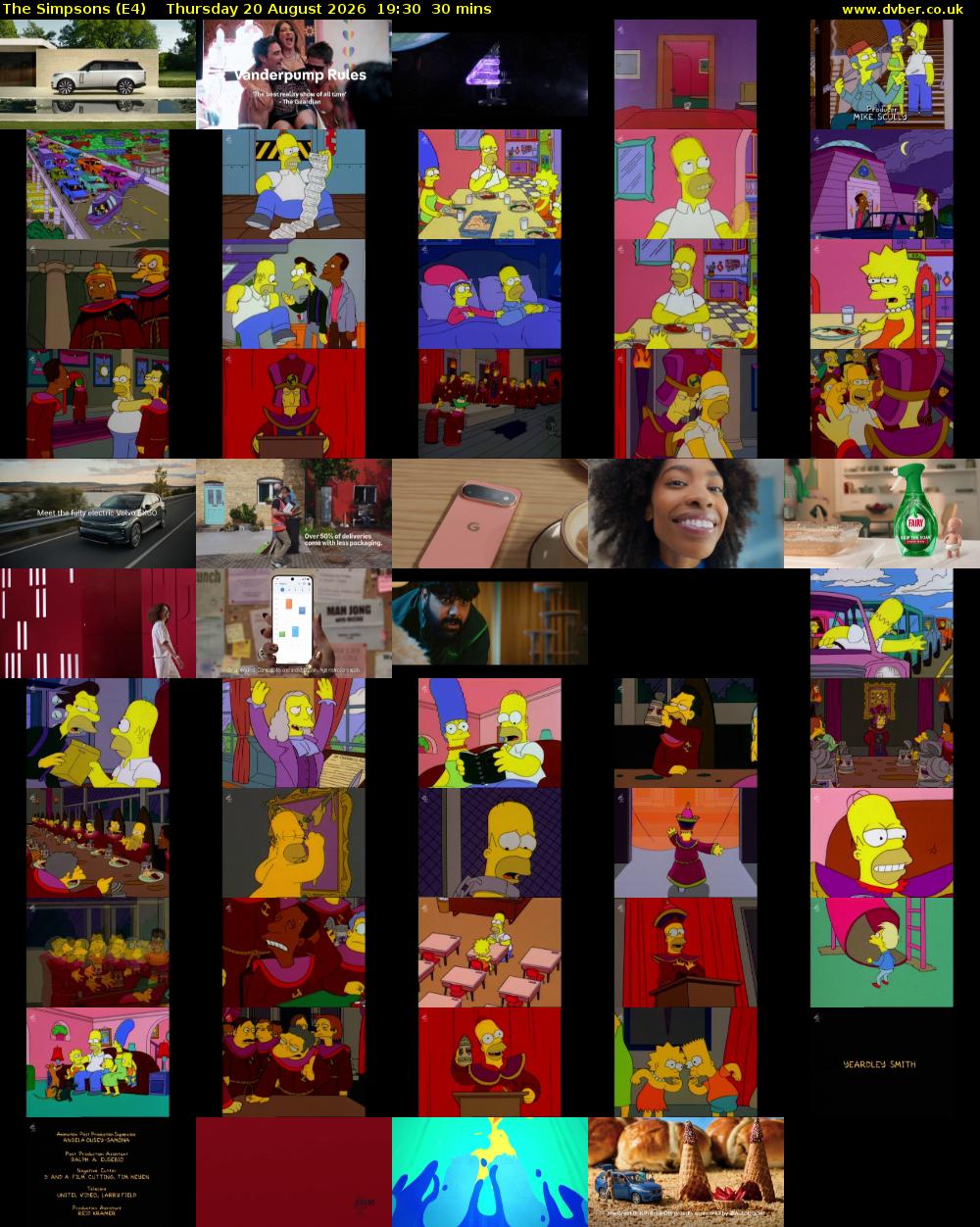 The Simpsons (E4) Thursday 20 August 2026 19:30 - 20:00