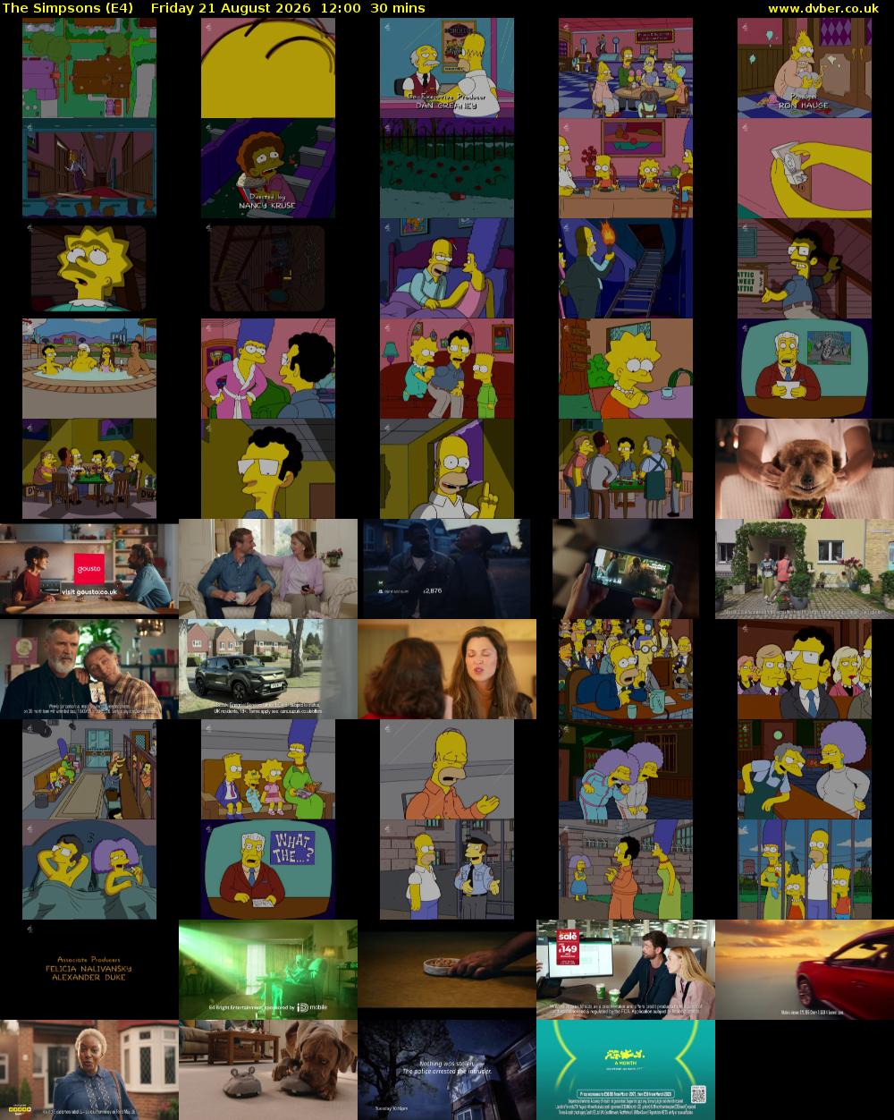The Simpsons (E4) Friday 21 August 2026 12:00 - 12:30