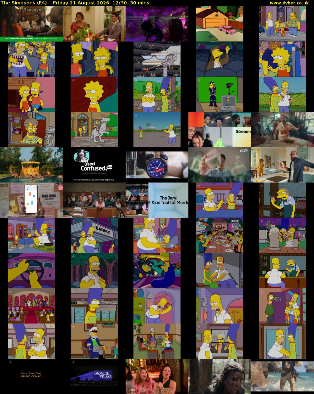 The Simpsons (E4) Friday 21 August 2026 12:30 - 13:00