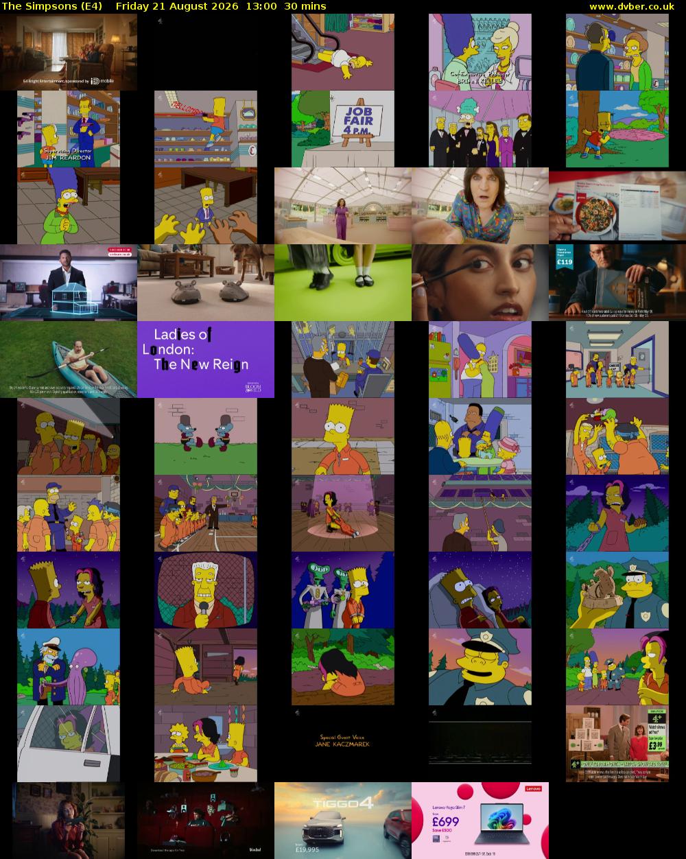 The Simpsons (E4) Friday 21 August 2026 13:00 - 13:30