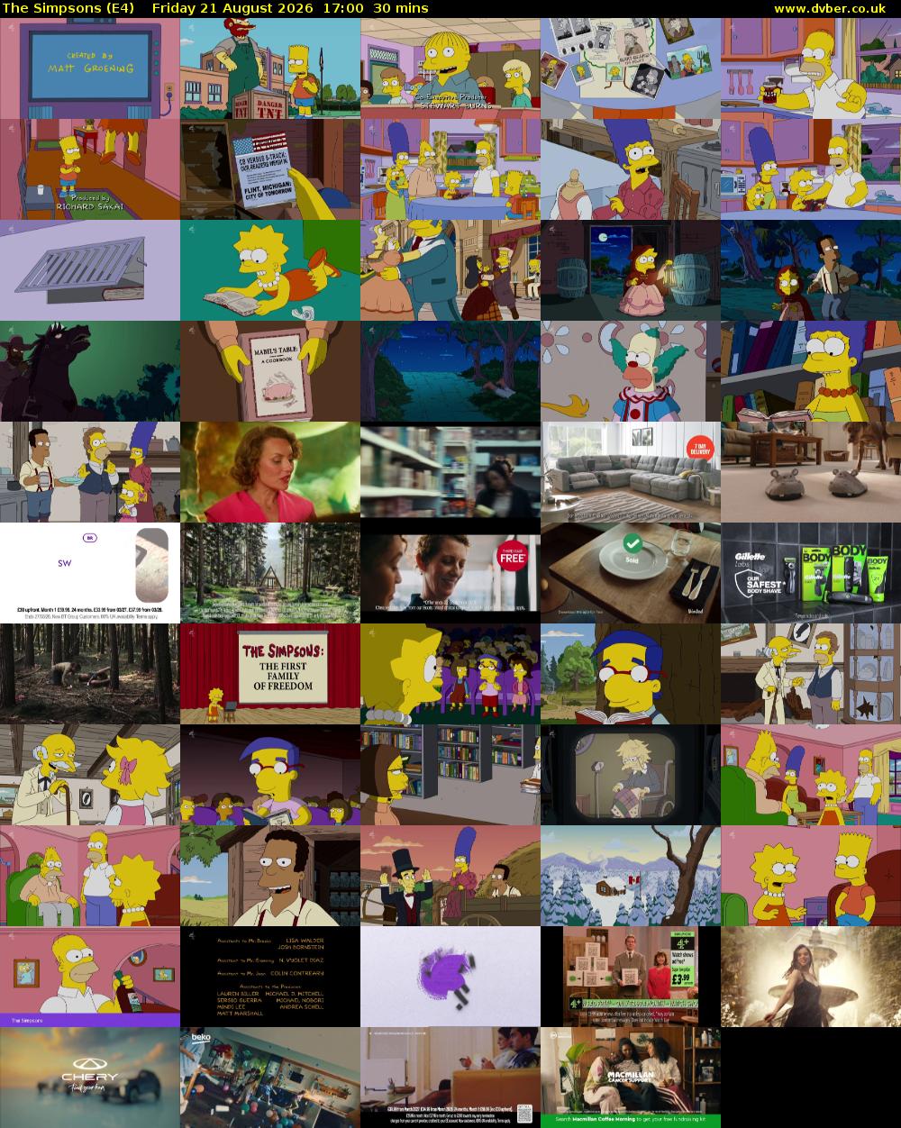 The Simpsons (E4) Friday 21 August 2026 17:00 - 17:30