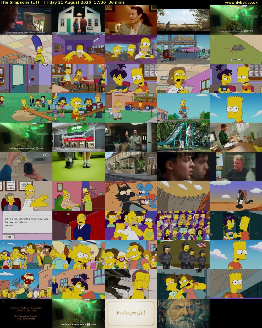 The Simpsons (E4) Friday 21 August 2026 17:30 - 18:00