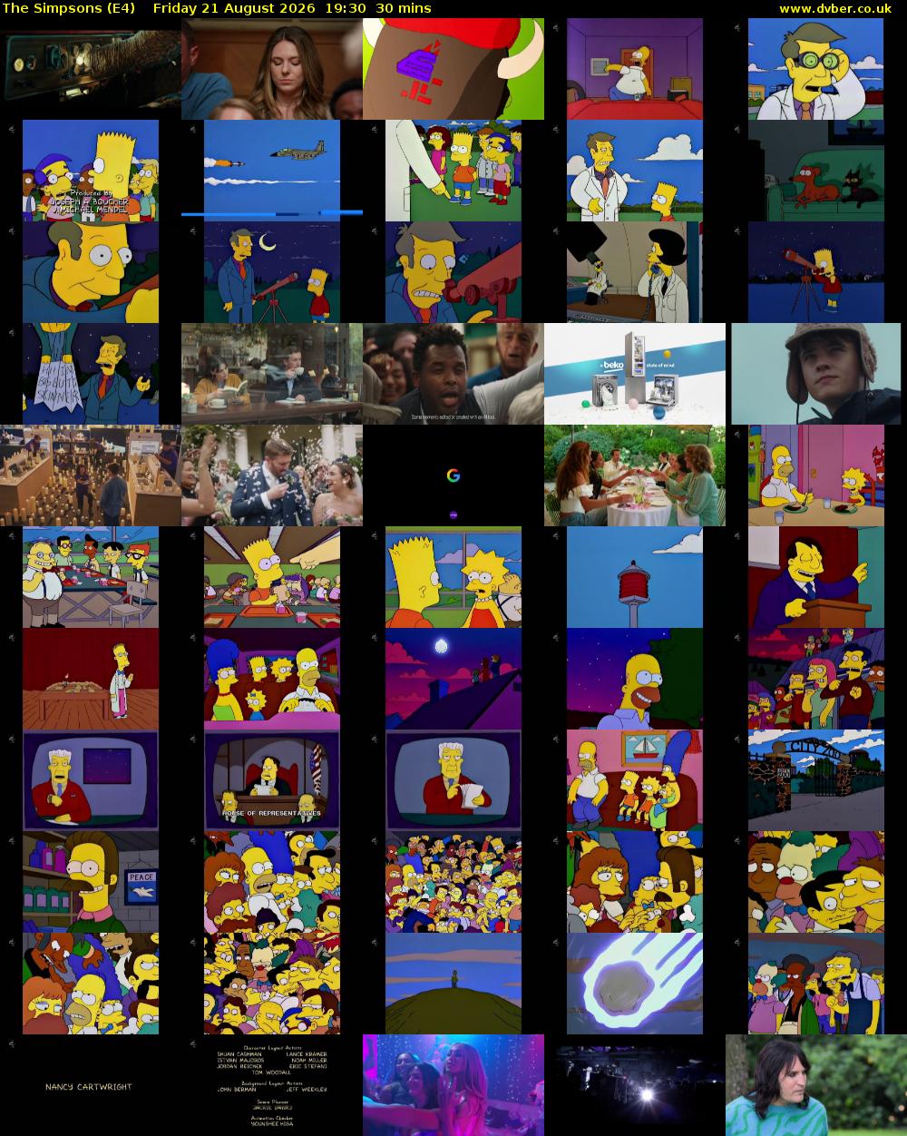The Simpsons (E4) Friday 21 August 2026 19:30 - 20:00