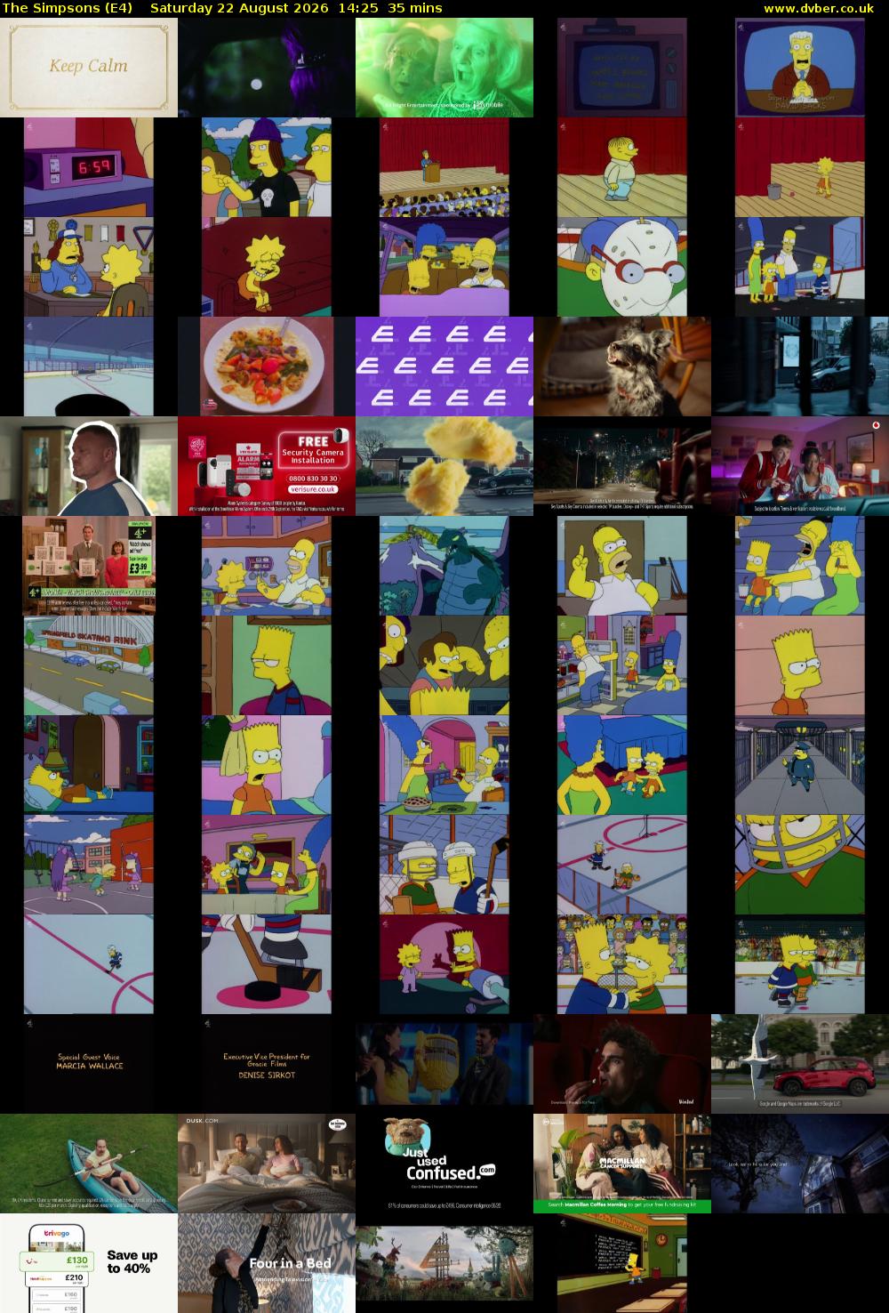The Simpsons (E4) Saturday 22 August 2026 14:25 - 15:00