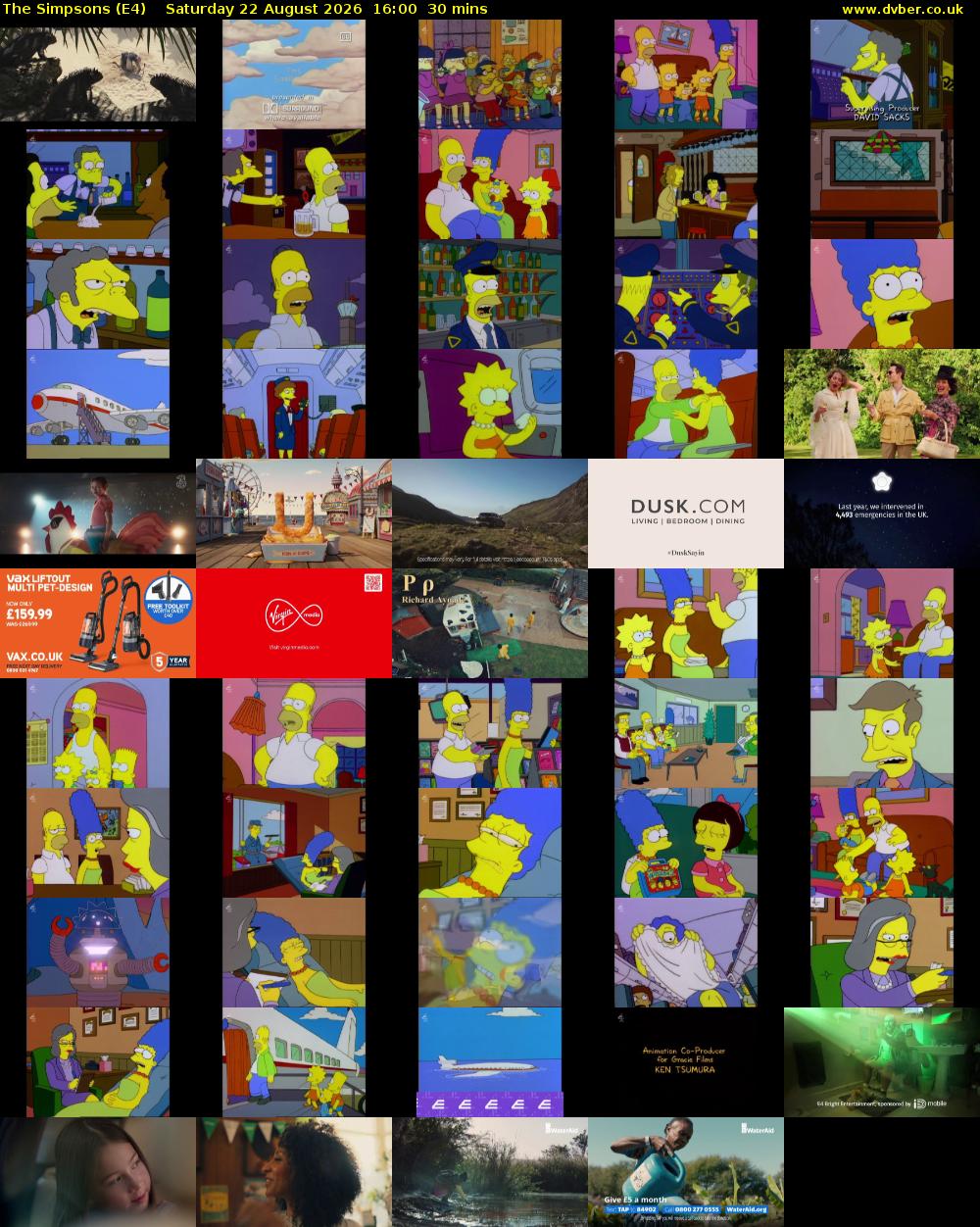 The Simpsons (E4) Saturday 22 August 2026 16:00 - 16:30