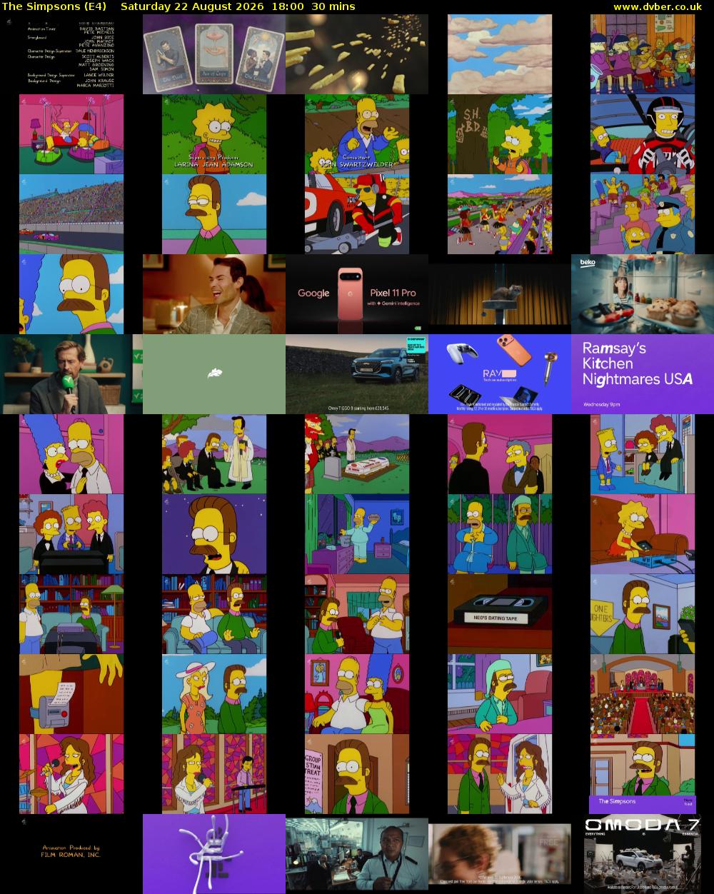 The Simpsons (E4) Saturday 22 August 2026 18:00 - 18:30