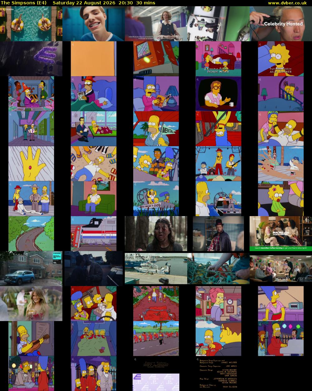 The Simpsons (E4) Saturday 22 August 2026 20:30 - 21:00