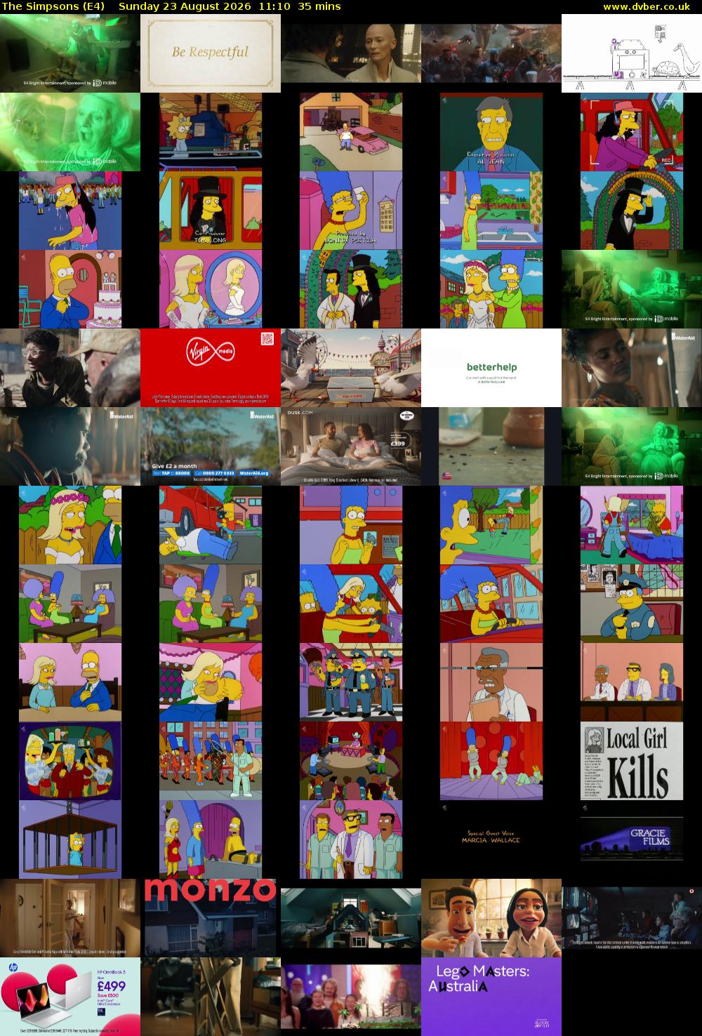 The Simpsons (E4) Sunday 23 August 2026 11:10 - 11:45