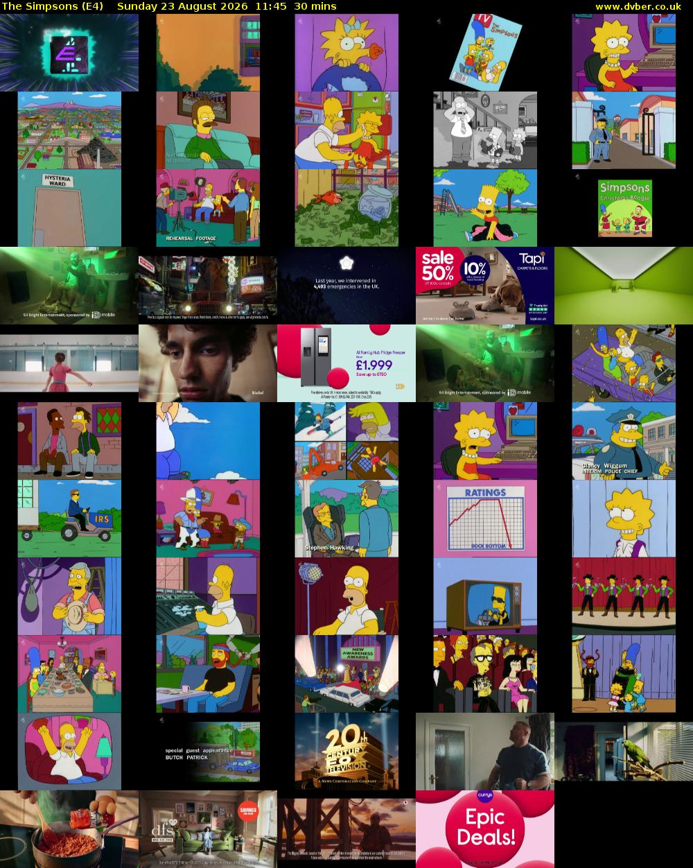 The Simpsons (E4) Sunday 23 August 2026 11:45 - 12:15