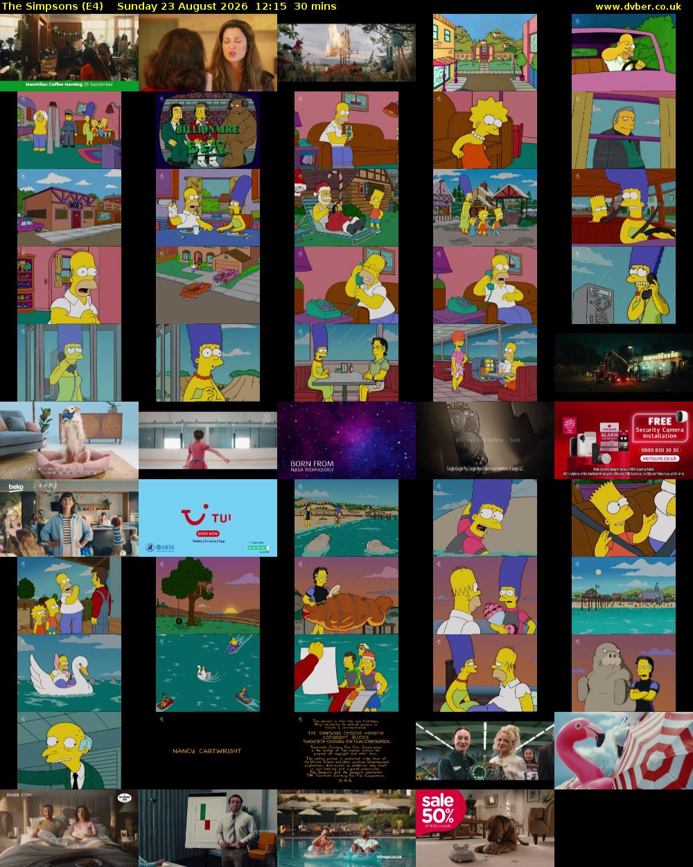 The Simpsons (E4) Sunday 23 August 2026 12:15 - 12:45
