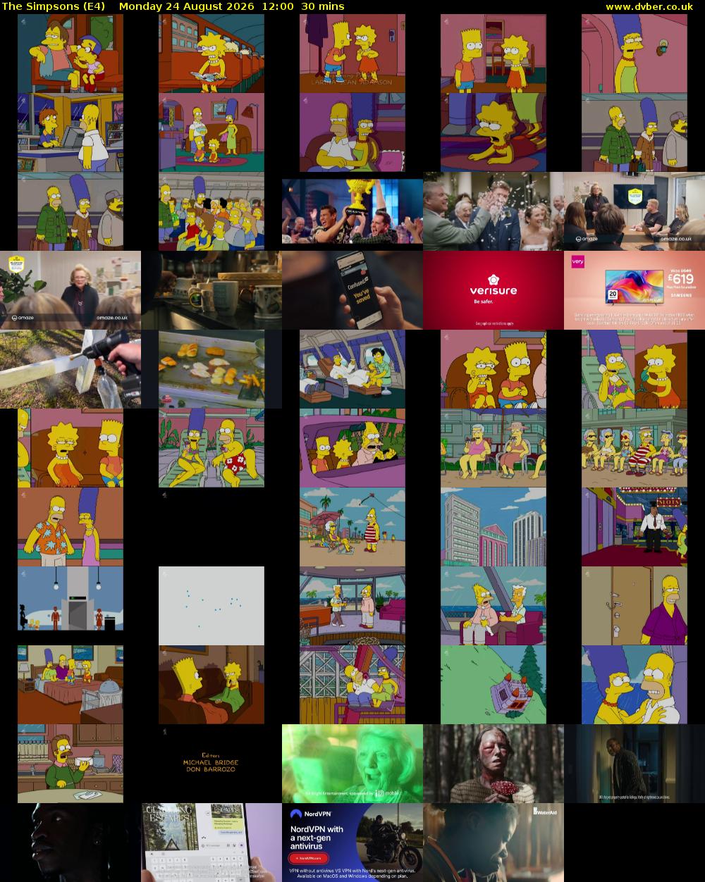 The Simpsons (E4) Monday 24 August 2026 12:00 - 12:30