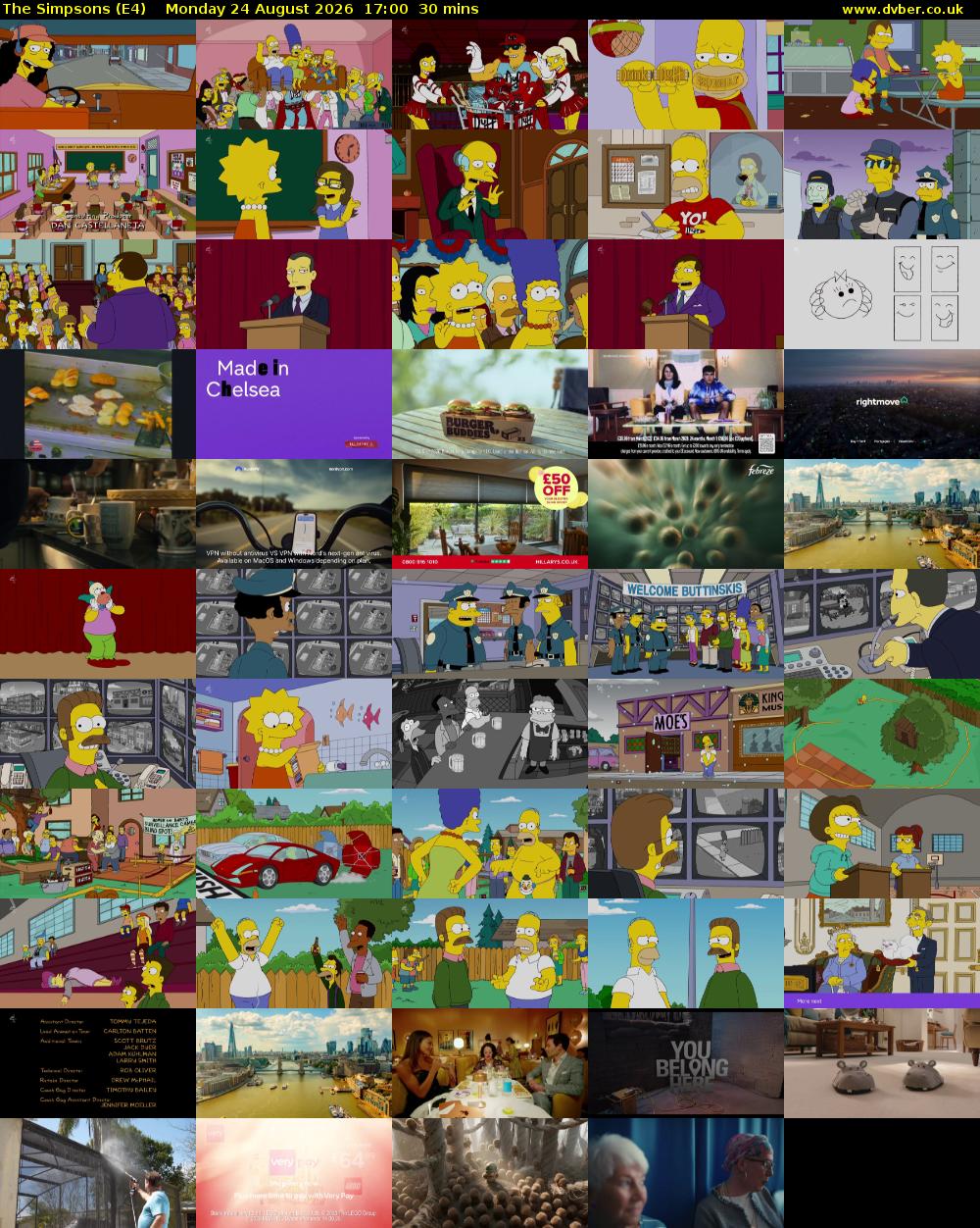 The Simpsons (E4) Monday 24 August 2026 17:00 - 17:30