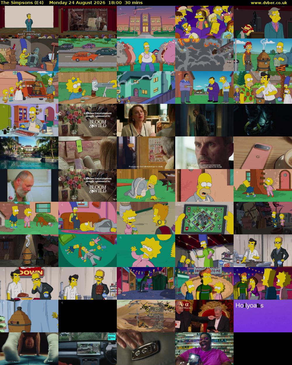 The Simpsons (E4) Monday 24 August 2026 18:00 - 18:30