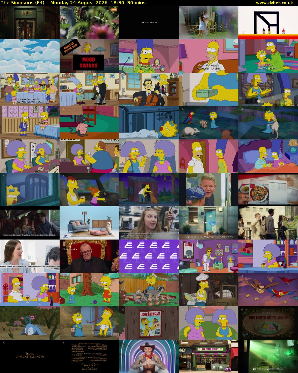 The Simpsons (E4) Monday 24 August 2026 18:30 - 19:00