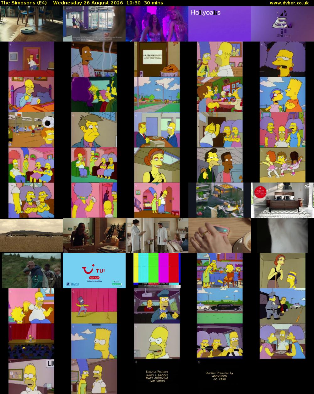 The Simpsons (E4) Wednesday 26 August 2026 19:30 - 20:00