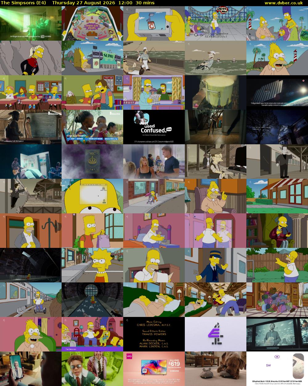 The Simpsons (E4) Thursday 27 August 2026 12:00 - 12:30