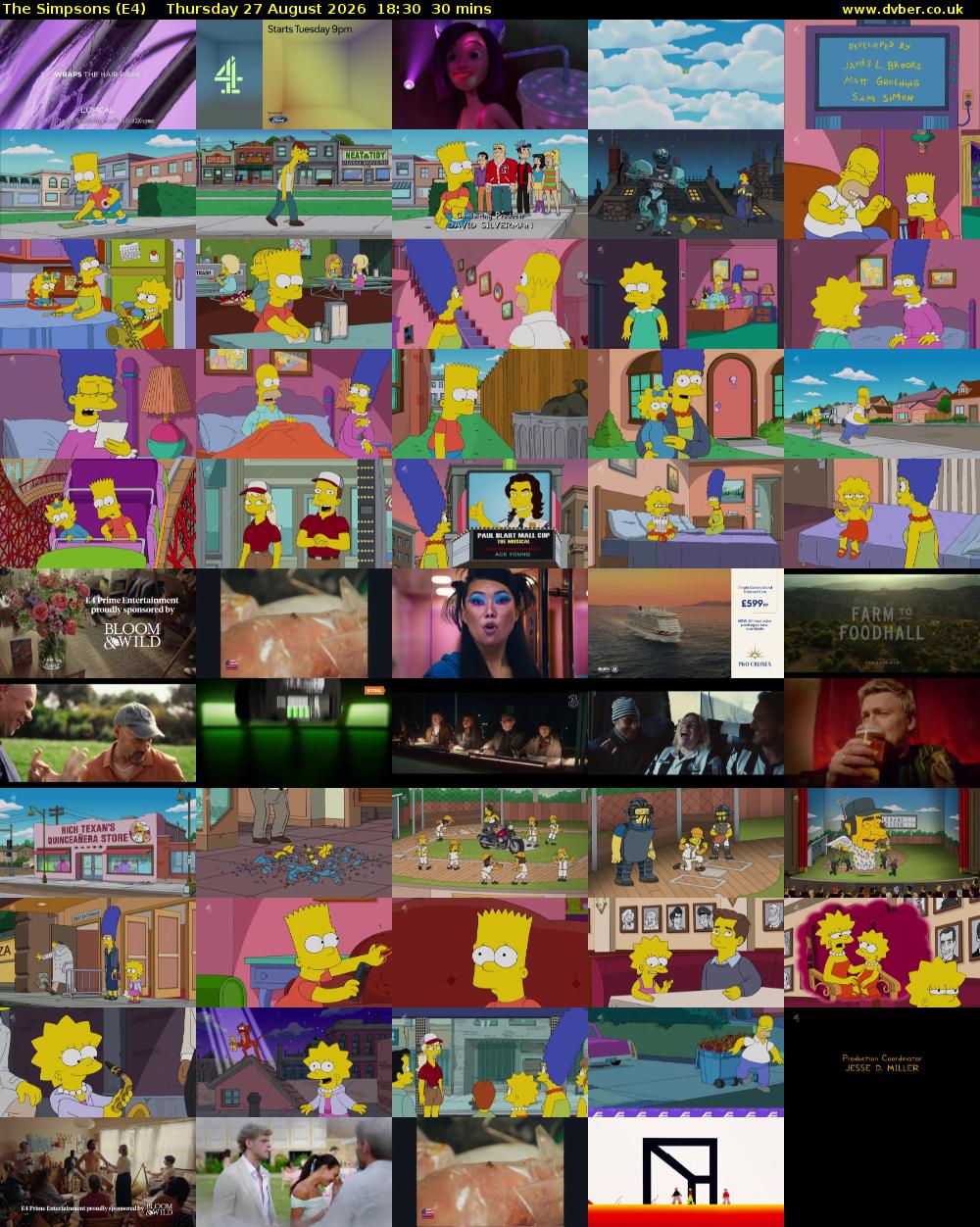 The Simpsons (E4) Thursday 27 August 2026 18:30 - 19:00