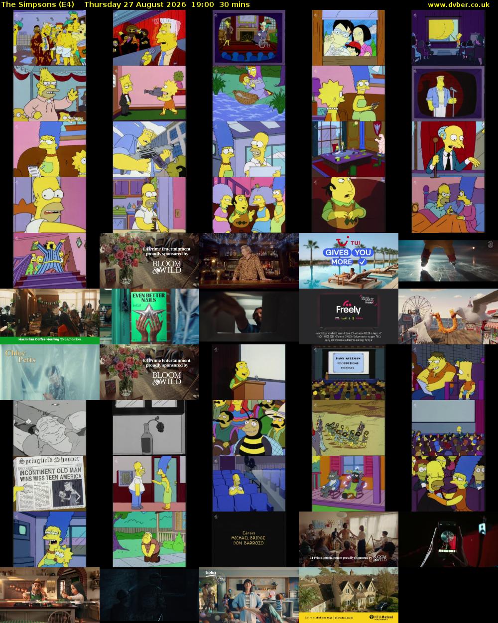 The Simpsons (E4) Thursday 27 August 2026 19:00 - 19:30