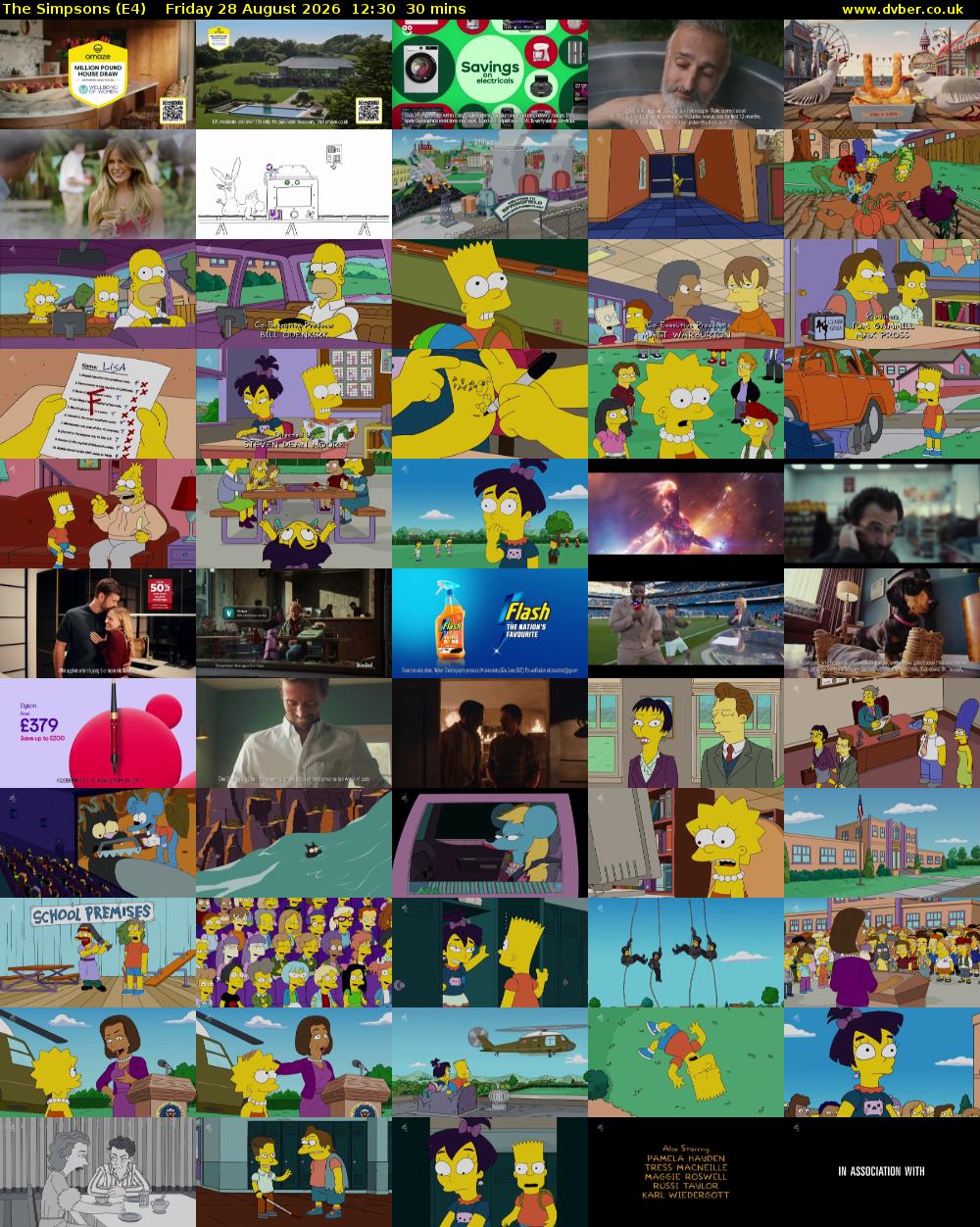 The Simpsons (E4) Friday 28 August 2026 12:30 - 13:00