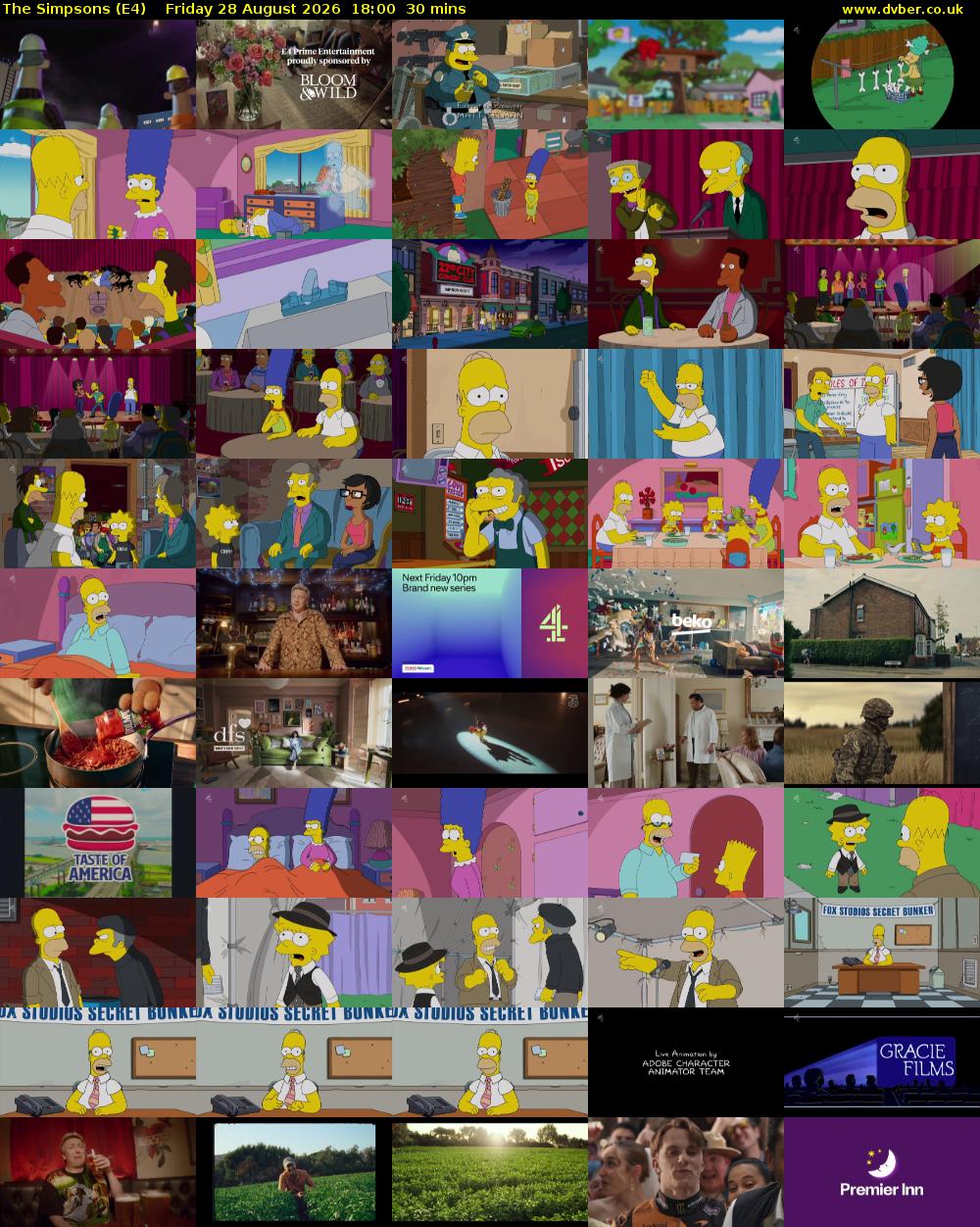 The Simpsons (E4) Friday 28 August 2026 18:00 - 18:30