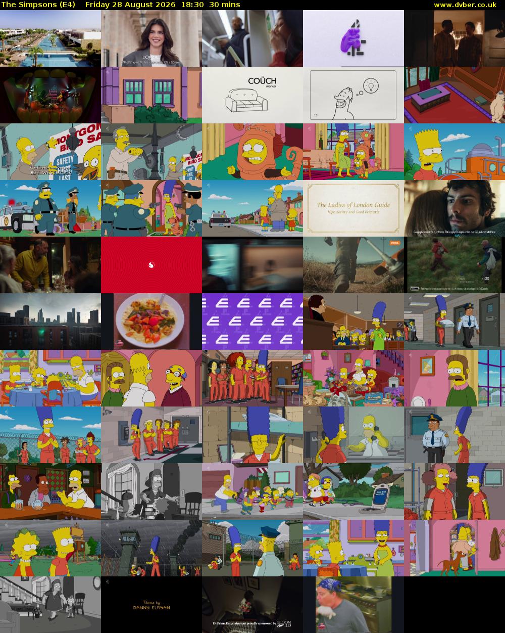 The Simpsons (E4) Friday 28 August 2026 18:30 - 19:00