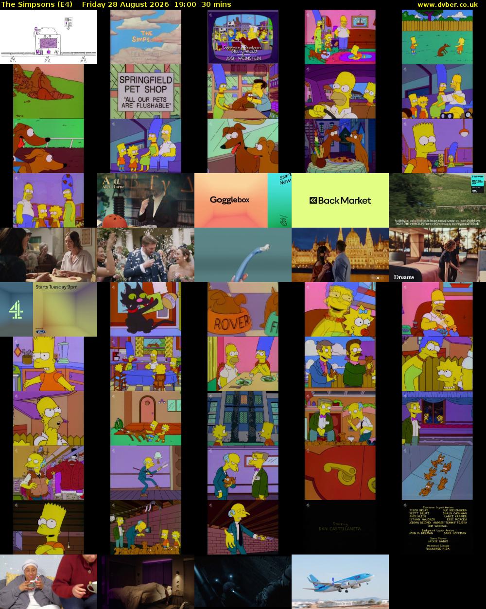 The Simpsons (E4) Friday 28 August 2026 19:00 - 19:30