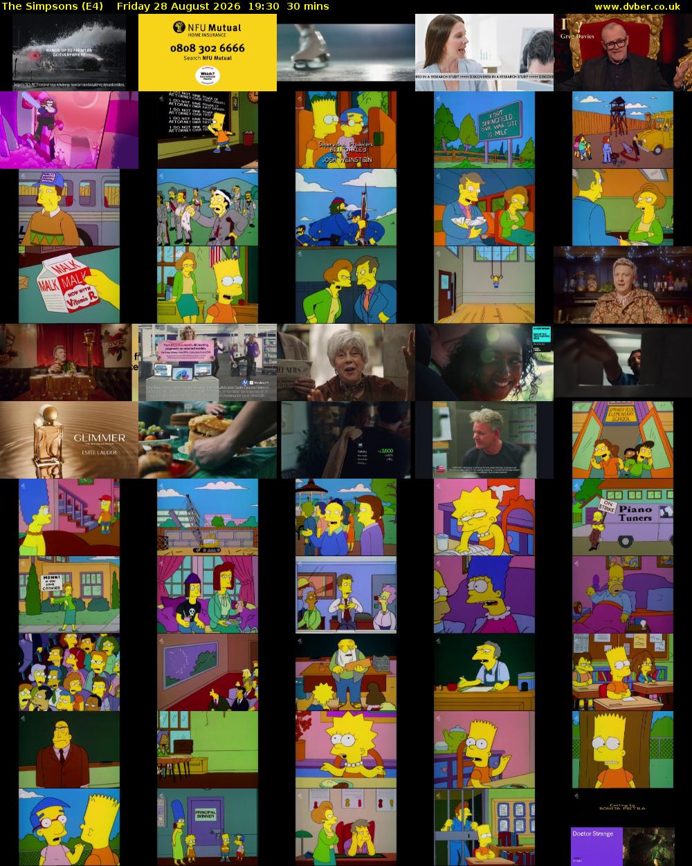 The Simpsons (E4) Friday 28 August 2026 19:30 - 20:00