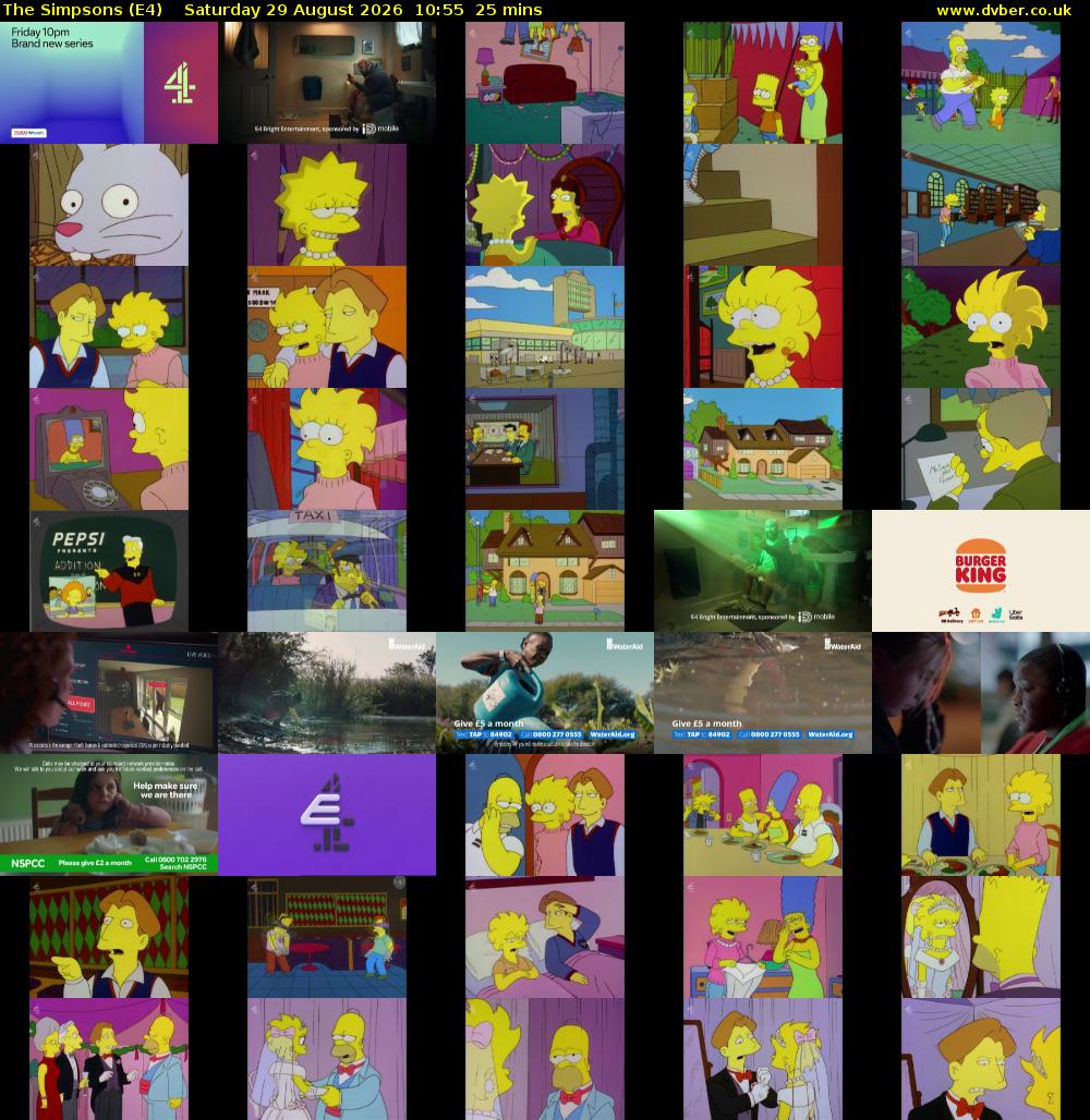 The Simpsons (E4) Saturday 29 August 2026 10:55 - 11:20