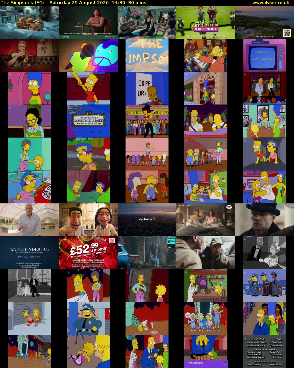 The Simpsons (E4) Saturday 29 August 2026 14:30 - 15:00