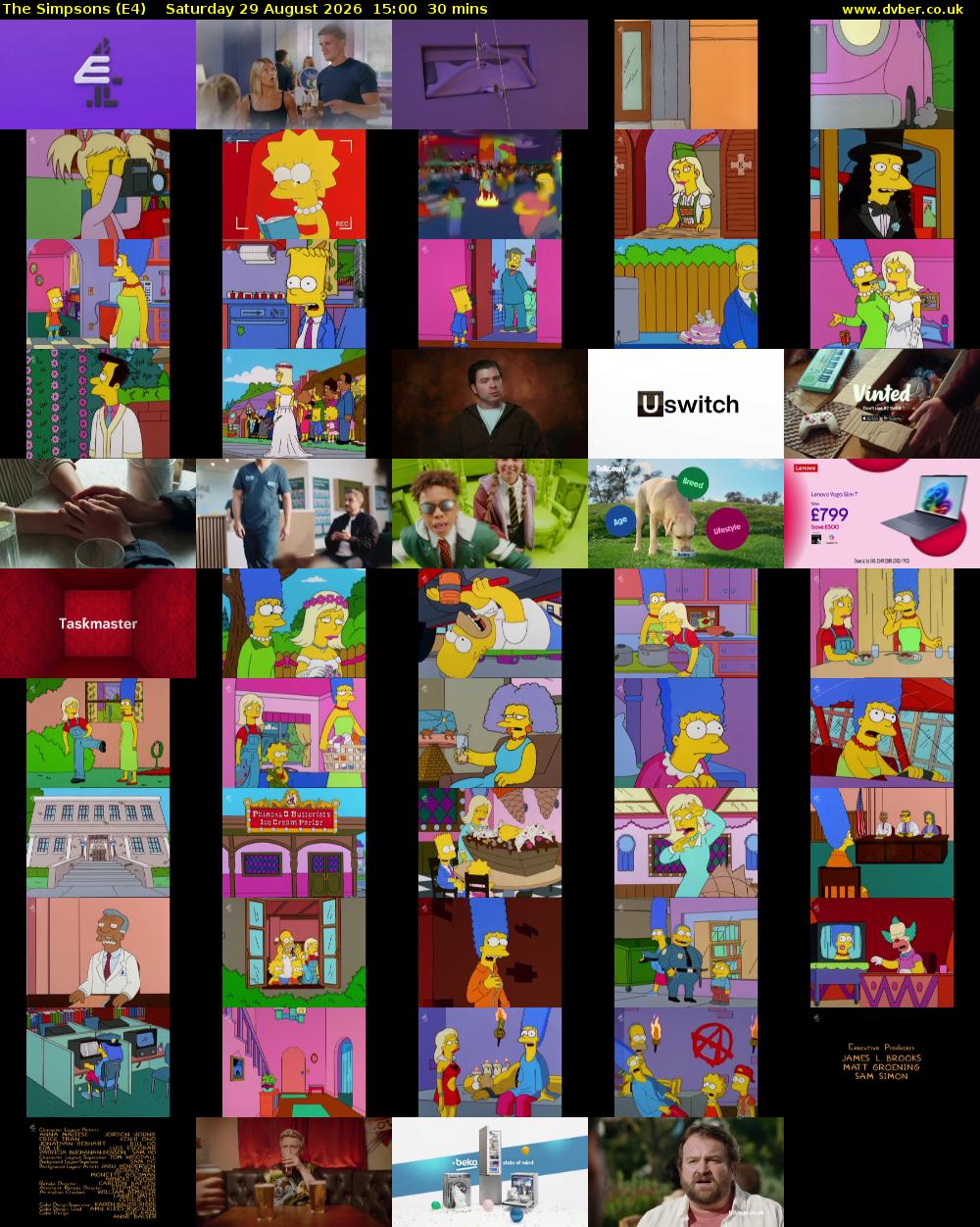 The Simpsons (E4) Saturday 29 August 2026 15:00 - 15:30