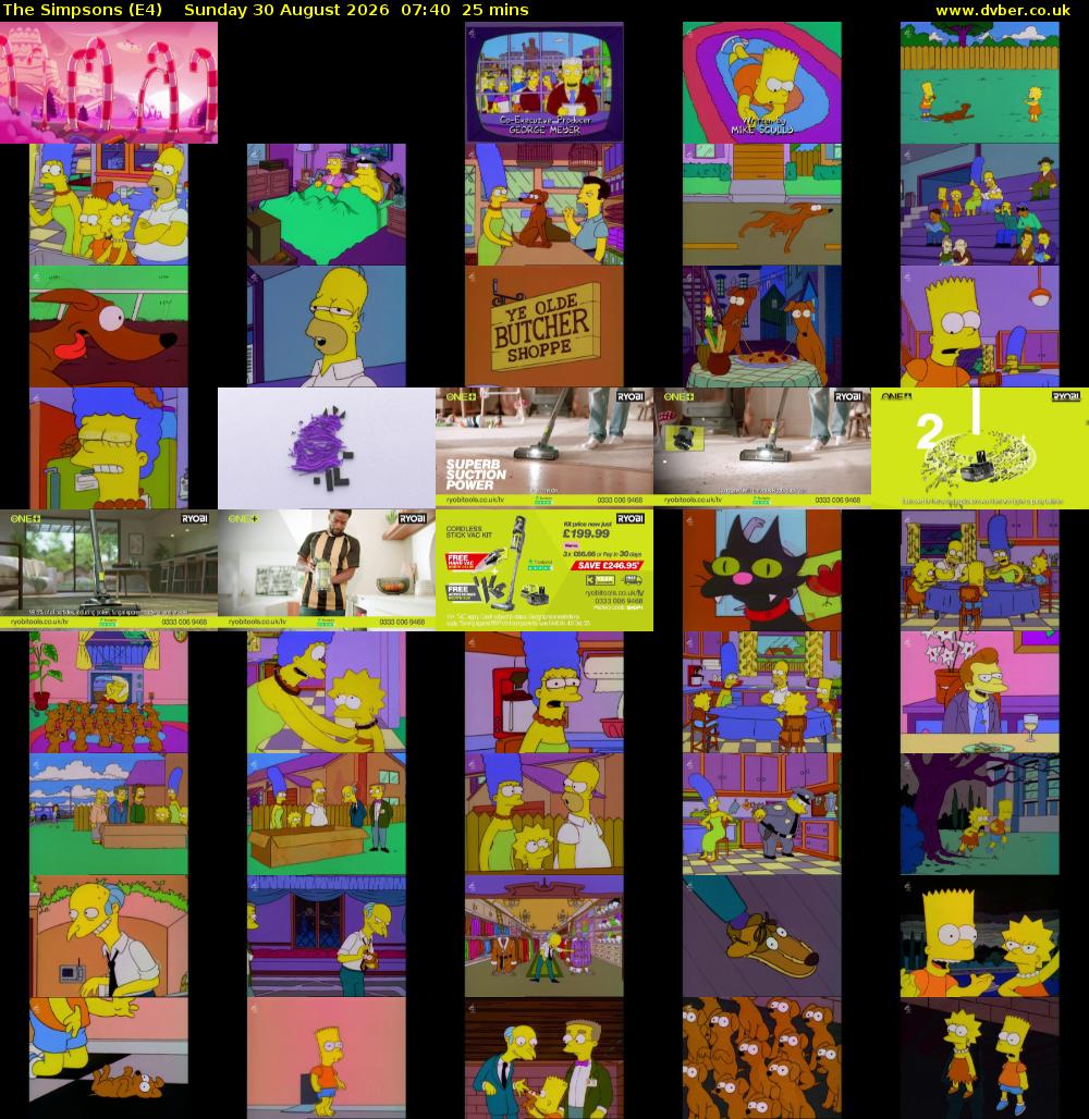The Simpsons (E4) Sunday 30 August 2026 07:40 - 08:05