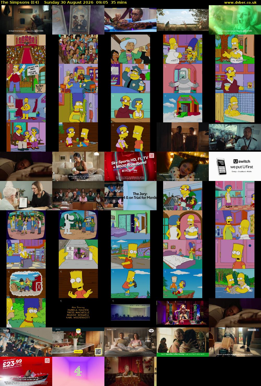 The Simpsons (E4) Sunday 30 August 2026 09:05 - 09:40