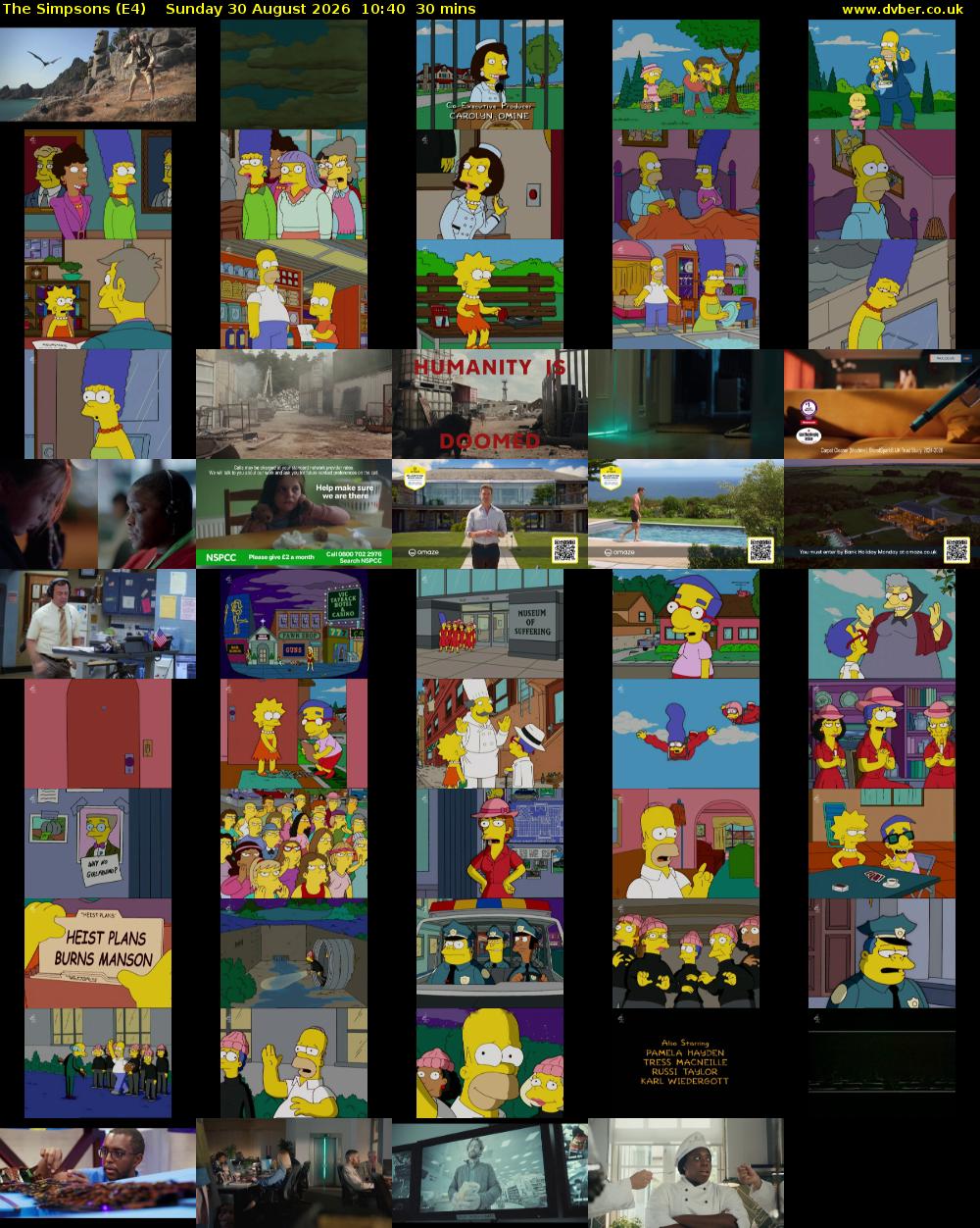 The Simpsons (E4) Sunday 30 August 2026 10:40 - 11:10