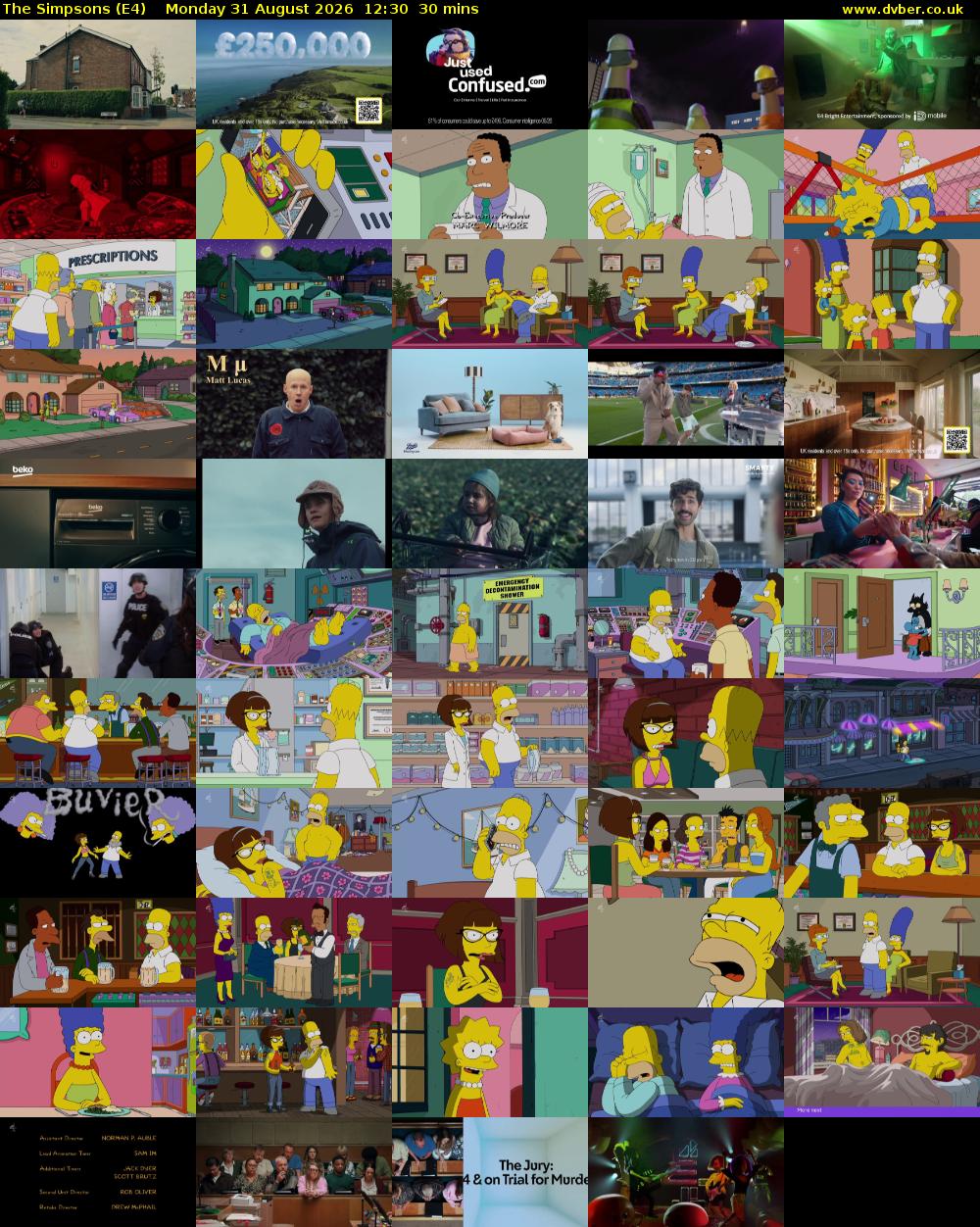 The Simpsons (E4) Monday 31 August 2026 12:30 - 13:00