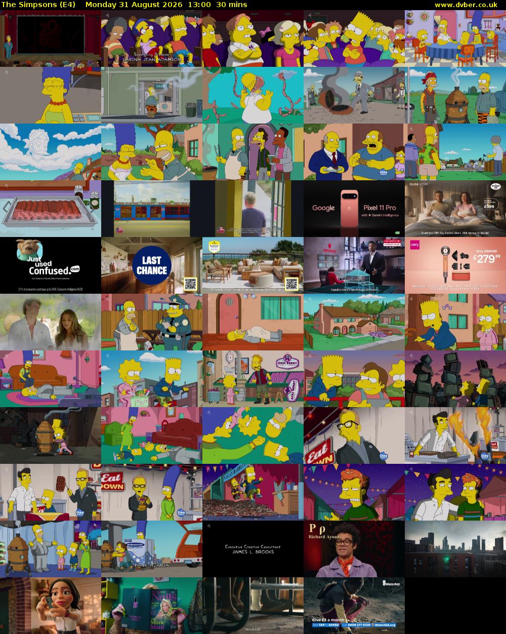 The Simpsons (E4) Monday 31 August 2026 13:00 - 13:30