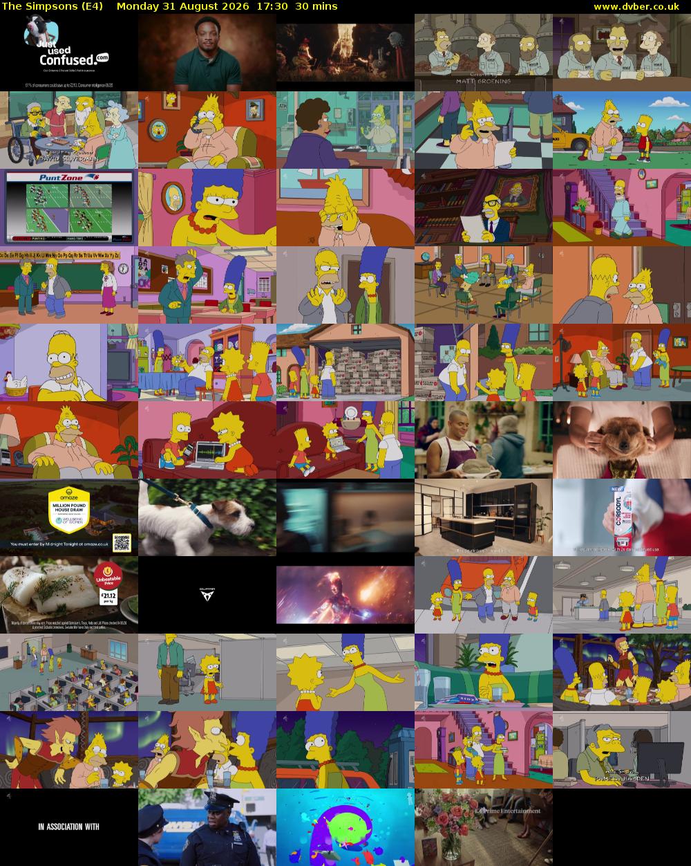 The Simpsons (E4) Monday 31 August 2026 17:30 - 18:00