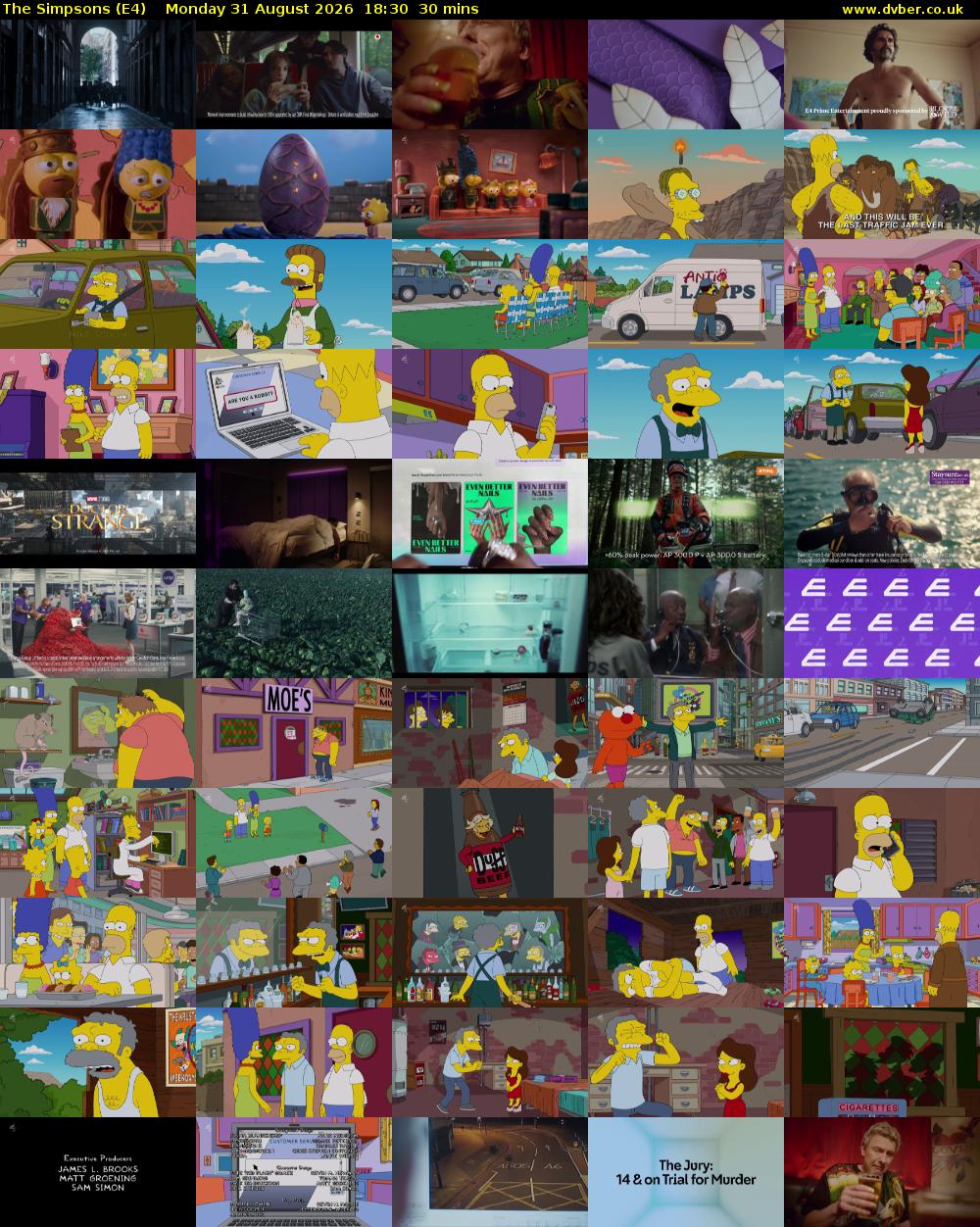 The Simpsons (E4) Monday 31 August 2026 18:30 - 19:00