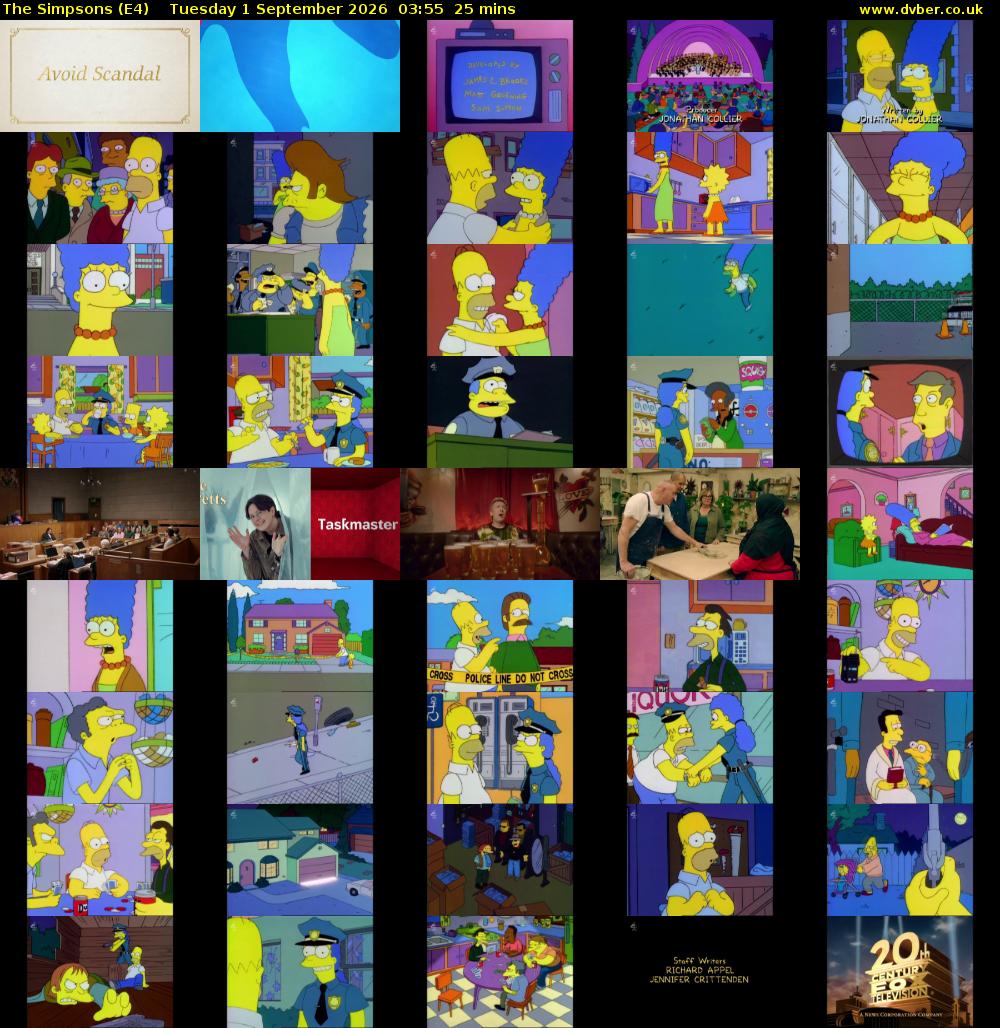 The Simpsons (E4) Tuesday 1 September 2026 03:55 - 04:20