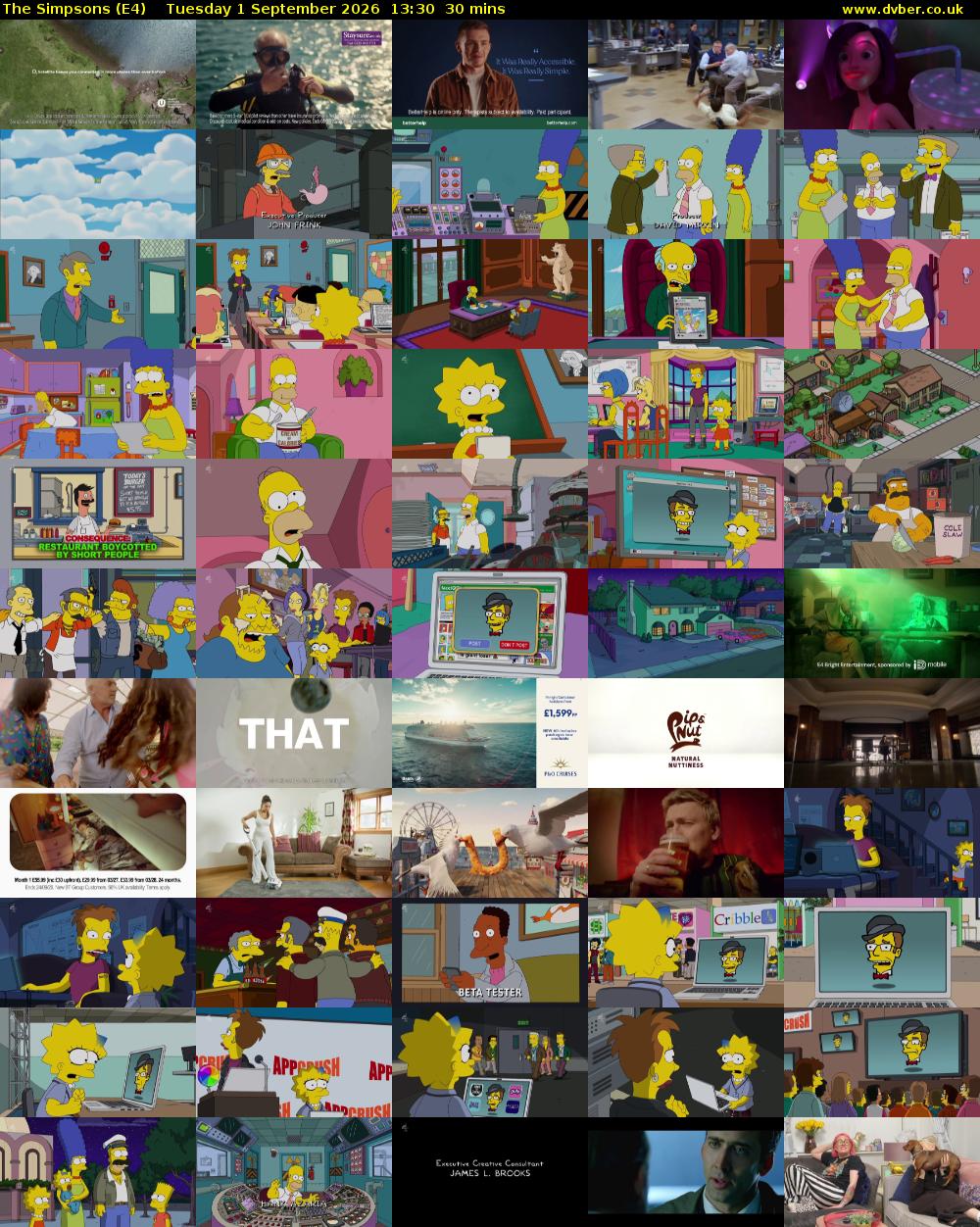 The Simpsons (E4) Tuesday 1 September 2026 13:30 - 14:00