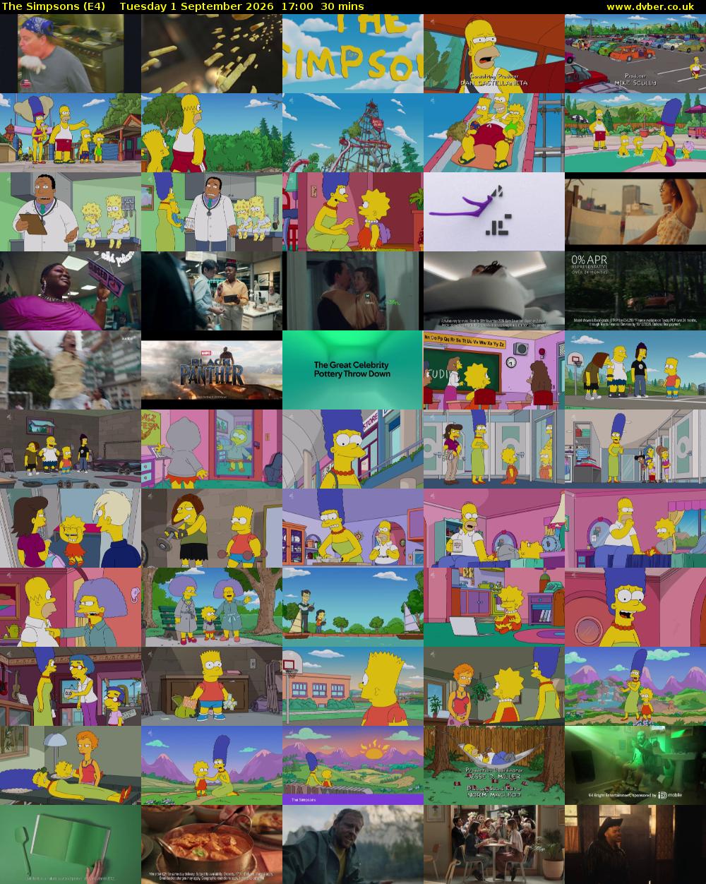 The Simpsons (E4) Tuesday 1 September 2026 17:00 - 17:30