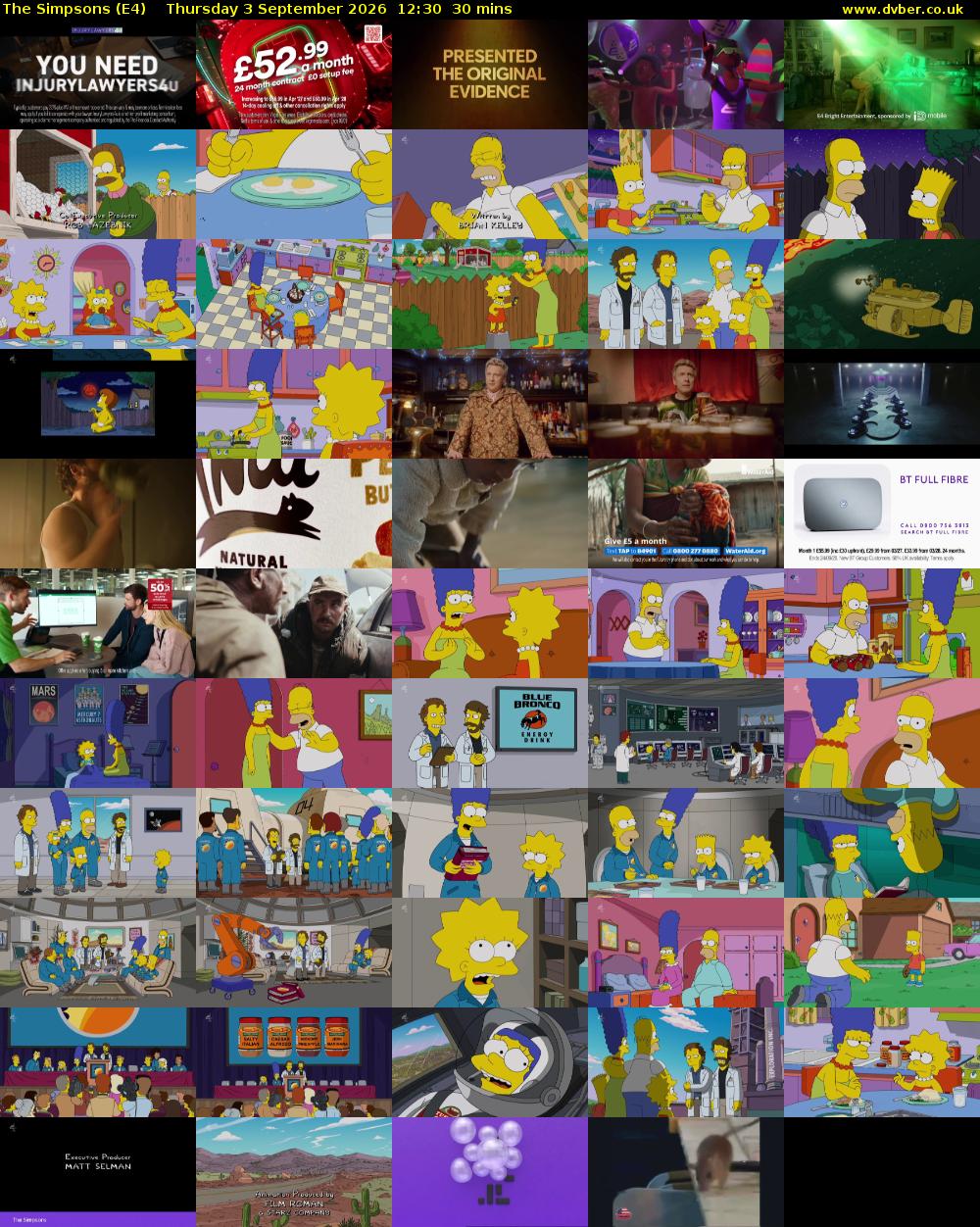 The Simpsons (E4) Thursday 3 September 2026 12:30 - 13:00