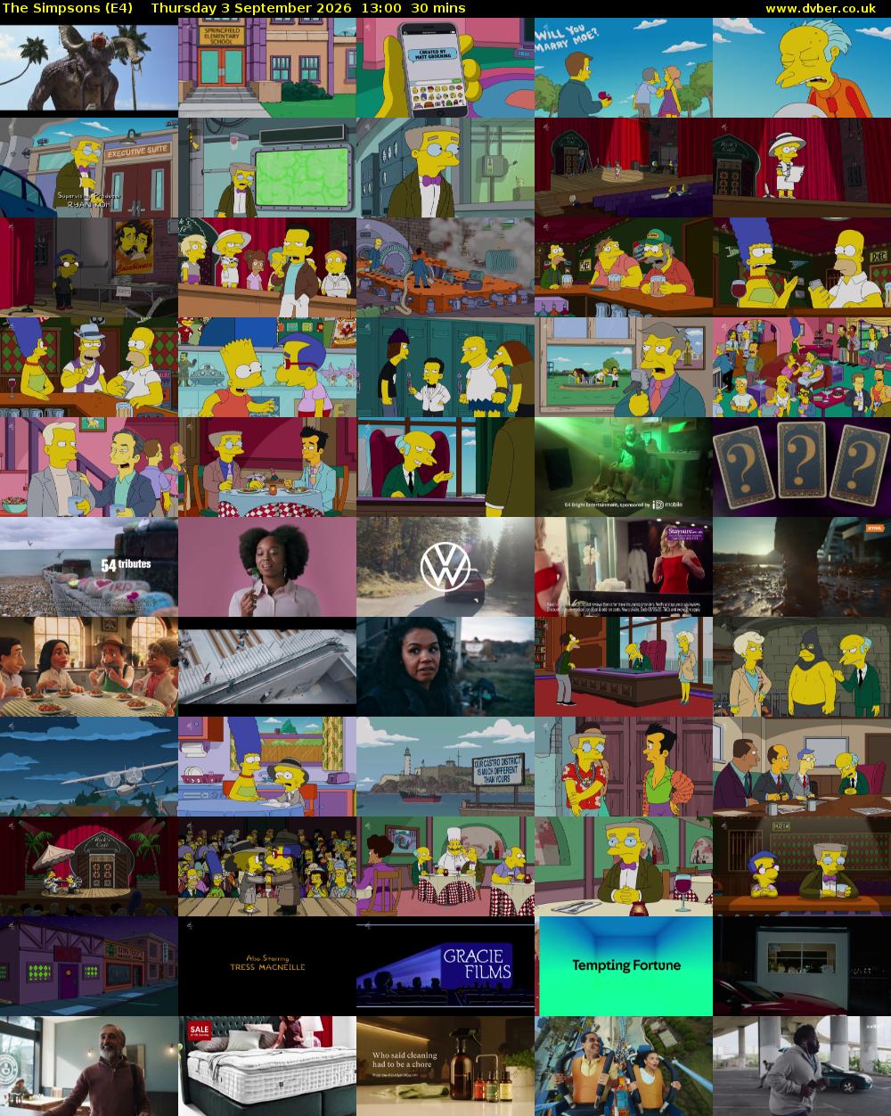 The Simpsons (E4) Thursday 3 September 2026 13:00 - 13:30