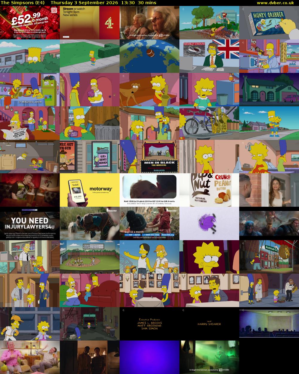 The Simpsons (E4) Thursday 3 September 2026 13:30 - 14:00