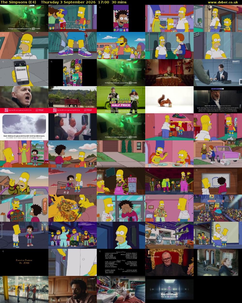 The Simpsons (E4) Thursday 3 September 2026 17:00 - 17:30